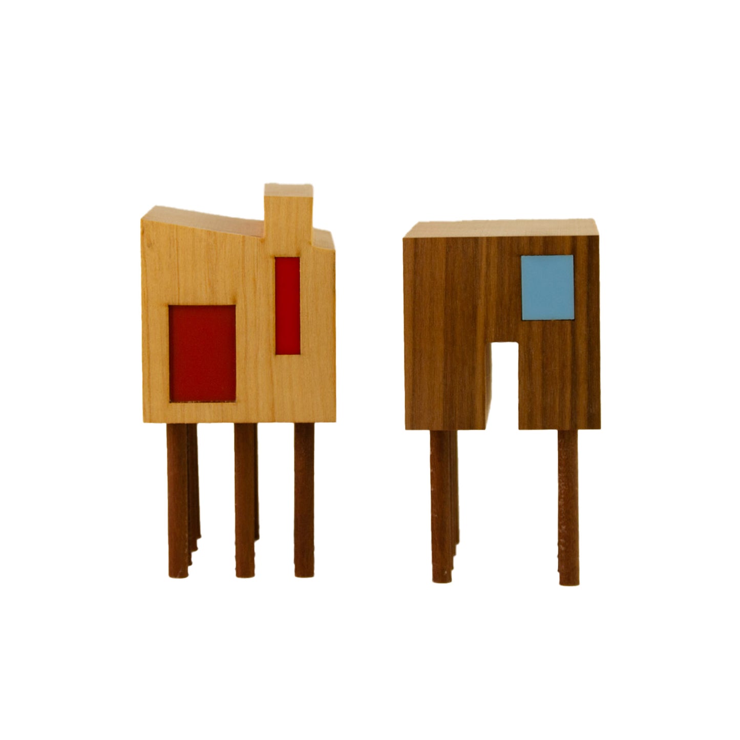 Set of 2 Wooden Sculptures Stilts from the Light and Dark Village Patrícia Maranhão
