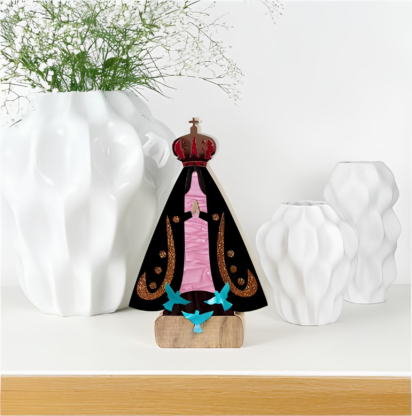 Sculpture Our Lady of Aparecida Sophisticated Rose G Patricia Maranhão