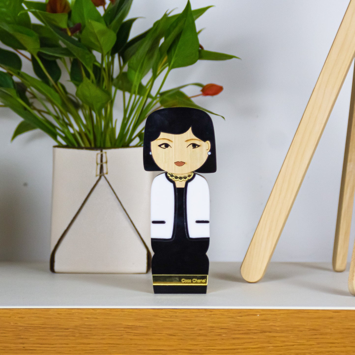 Kokeshi Wood Sculpture Gabrielle Coco Chanel