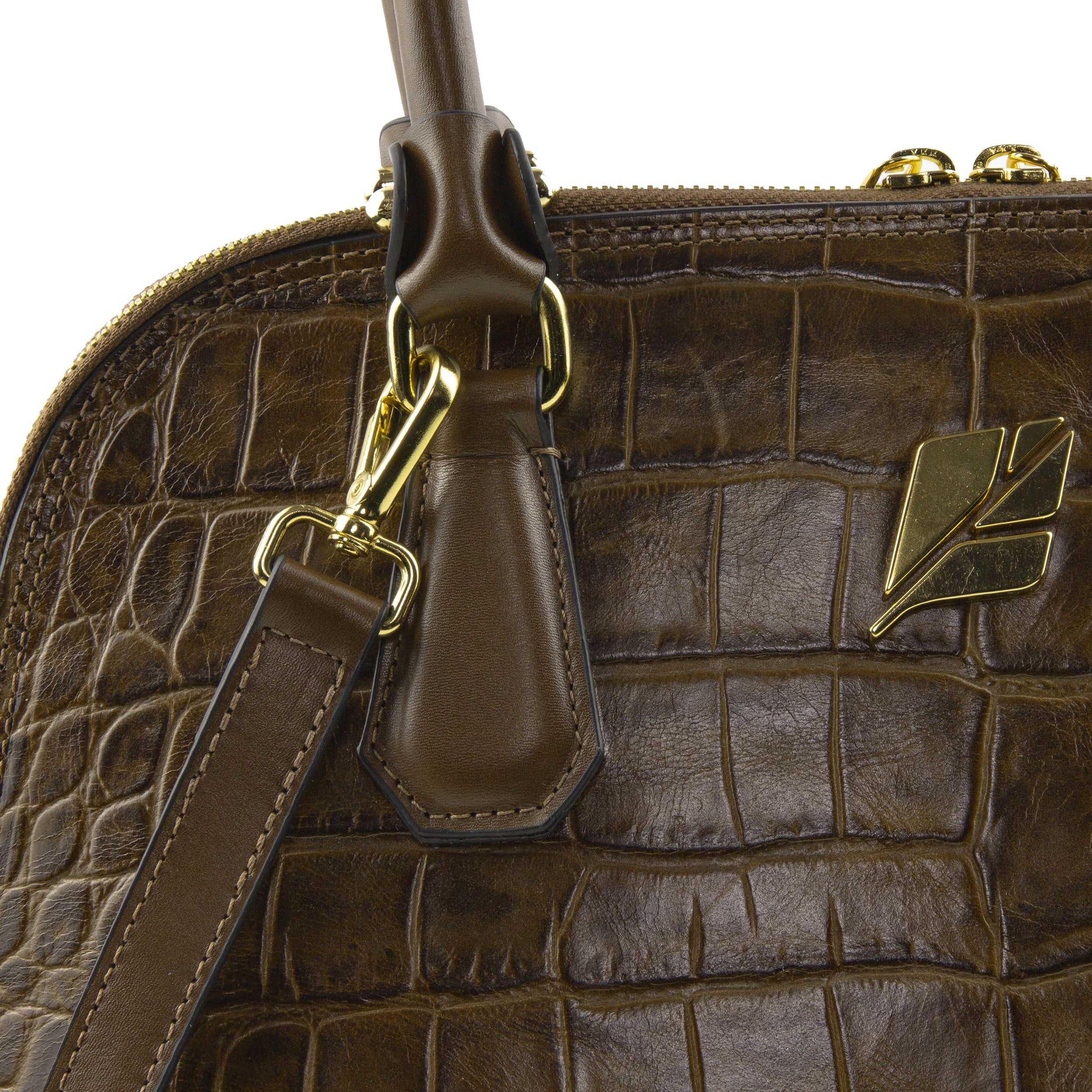 Serena Croco M Caramel Bowling Bag by Patrícia Maranhão