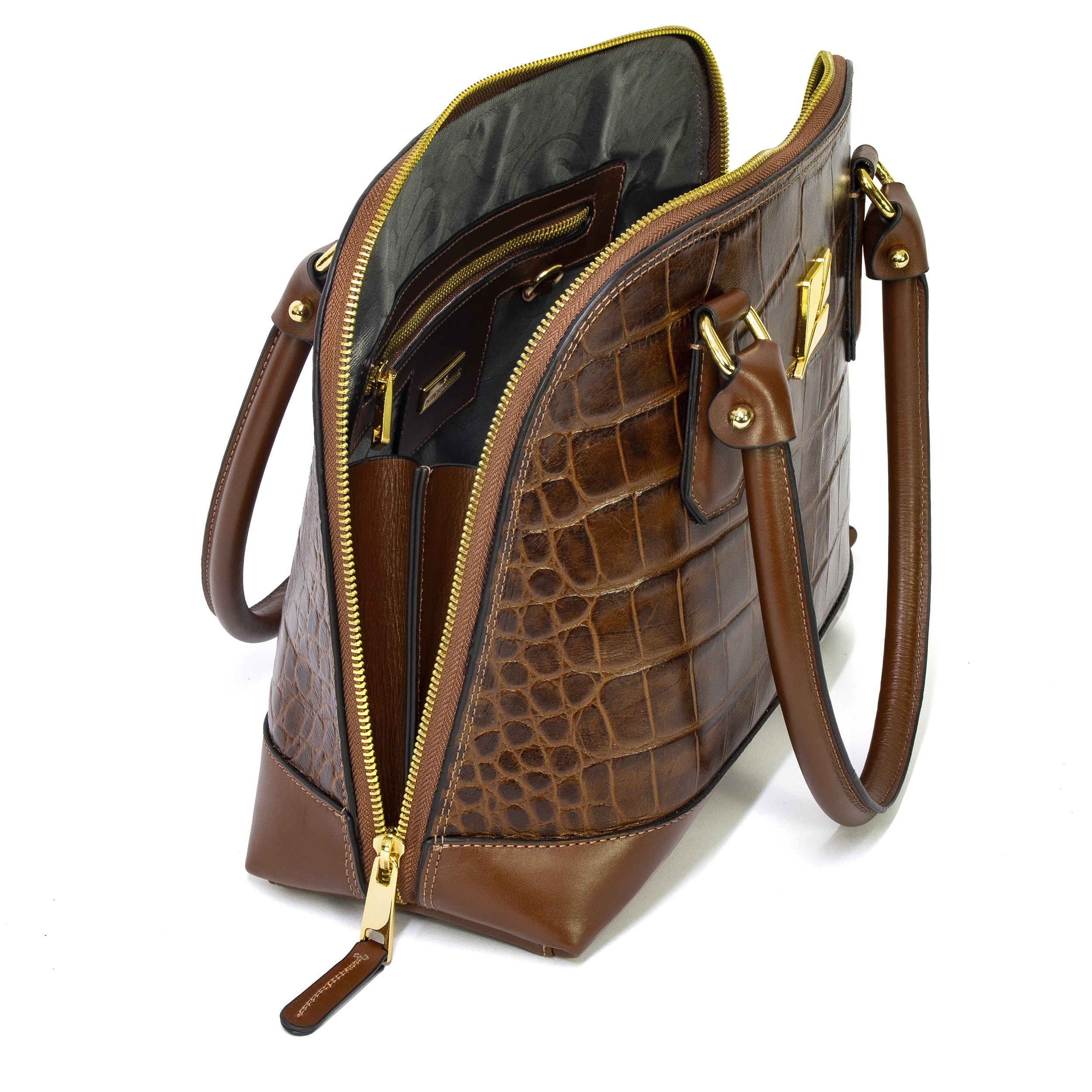 Serena Croco M Caramel Bowling Bag by Patrícia Maranhão
