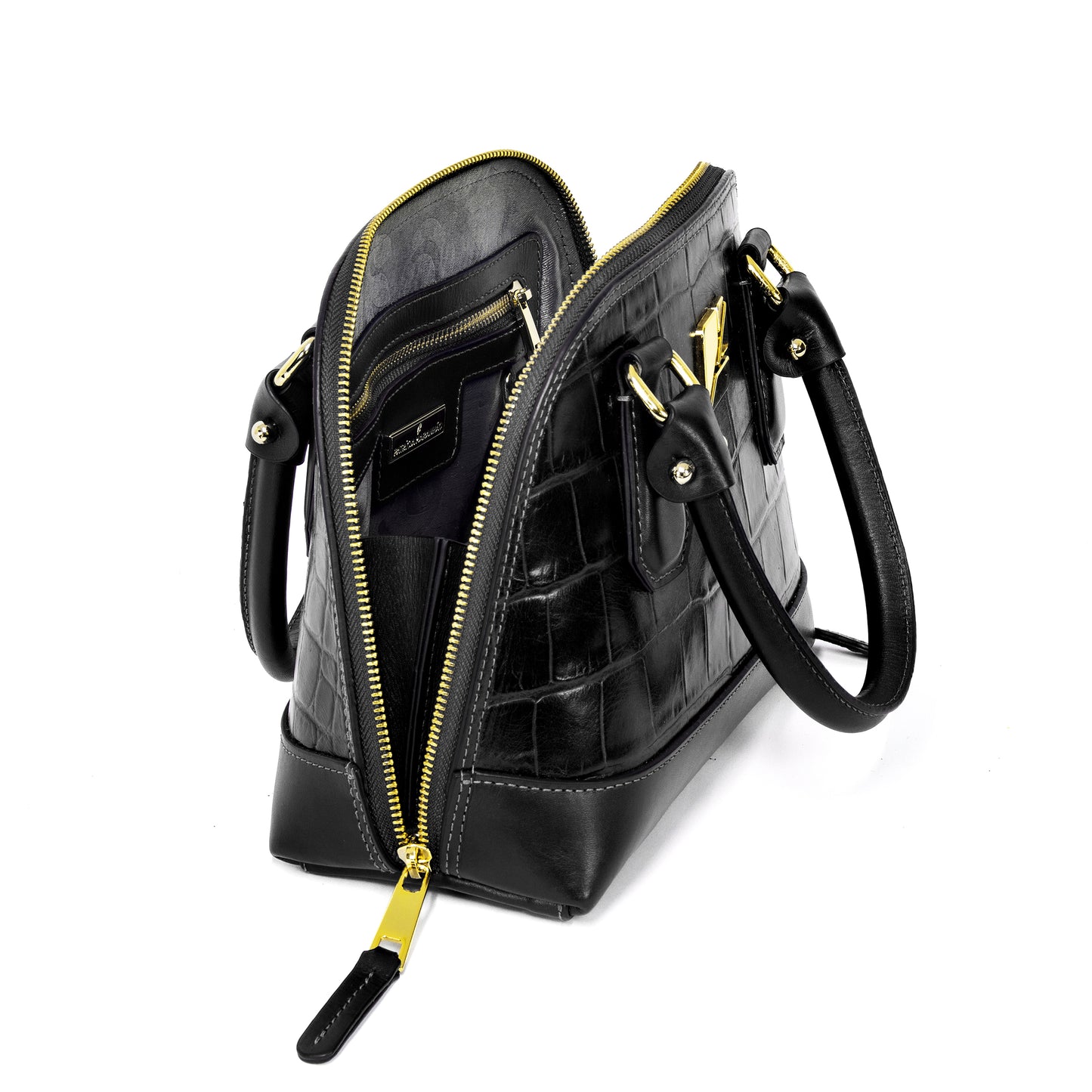 Bolsa Bowling Serena Croco P Preta Patrícia Maranhão