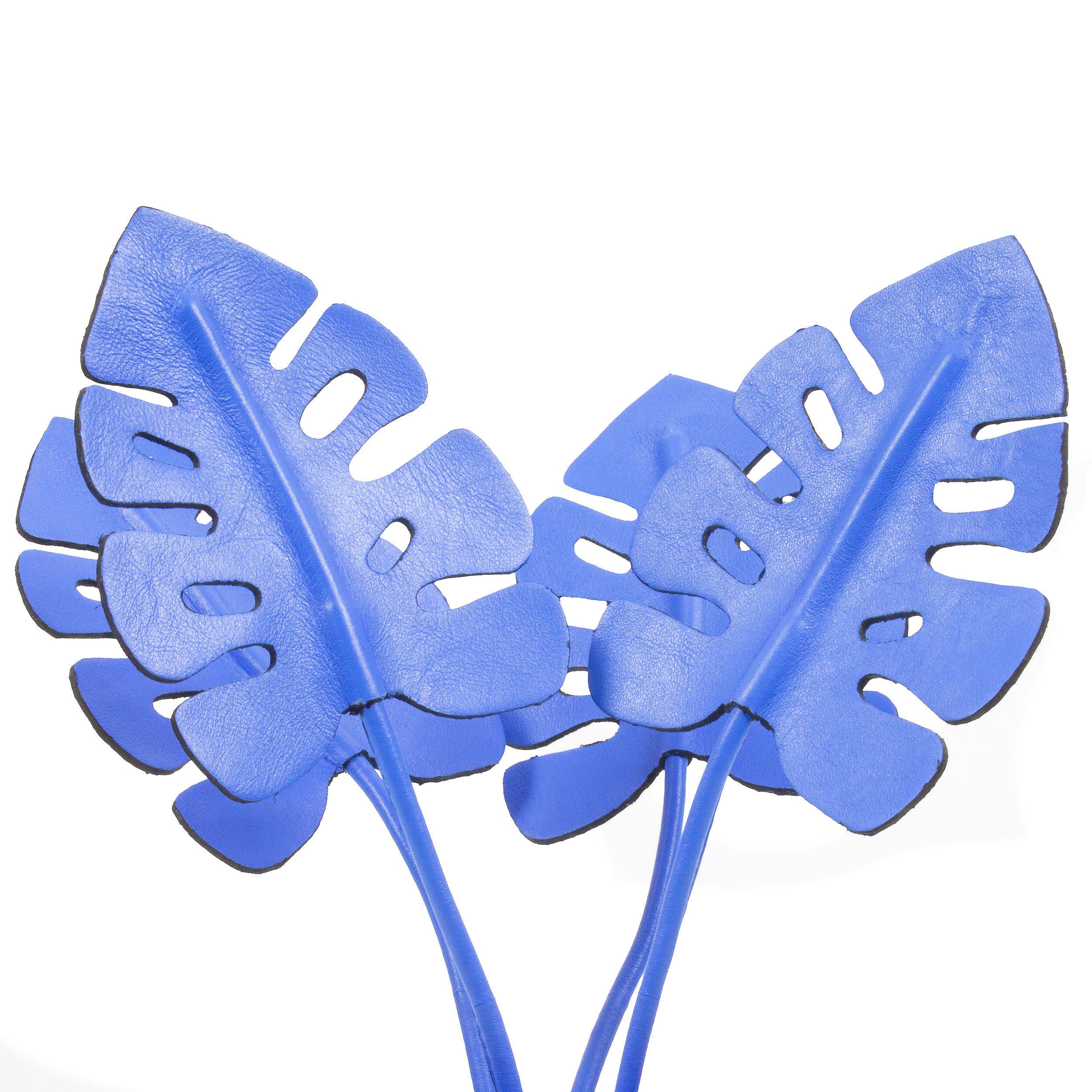 Cobalt Monstera Deliciosa Plant Pot in Leather by Patrícia Maranhão