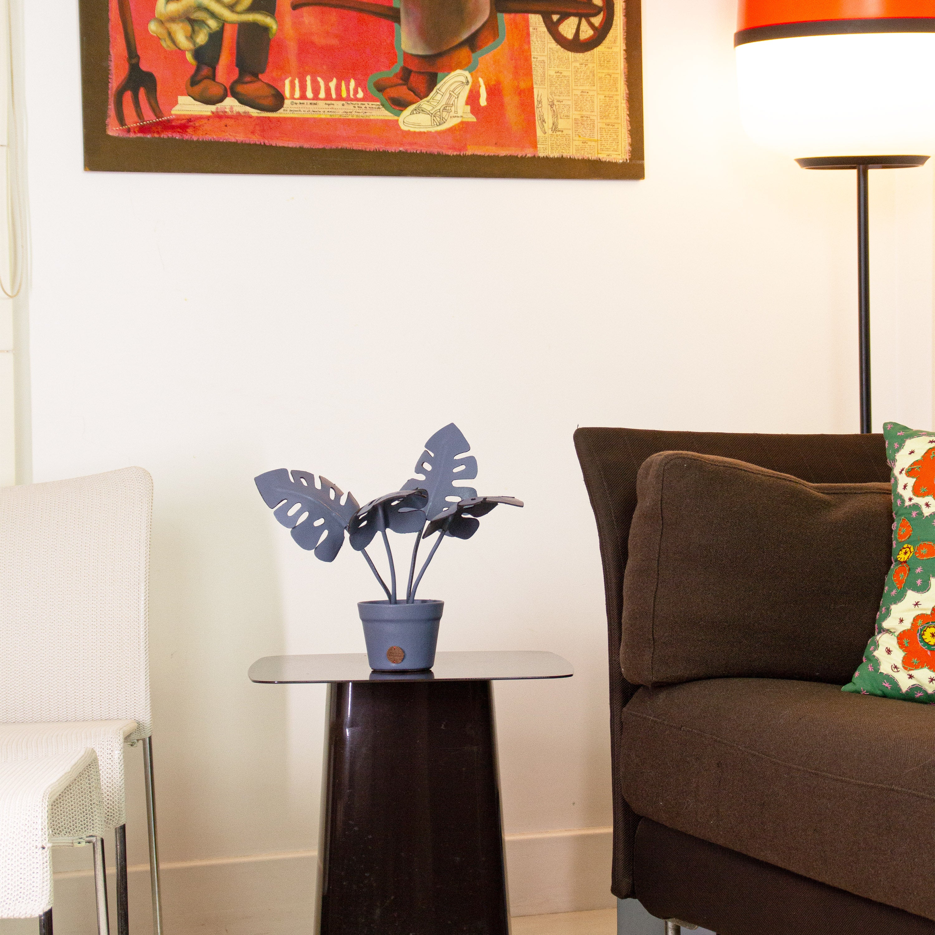 Indigo Monstera Deliciosa Plant Pot in Leather by Patrícia Maranhão