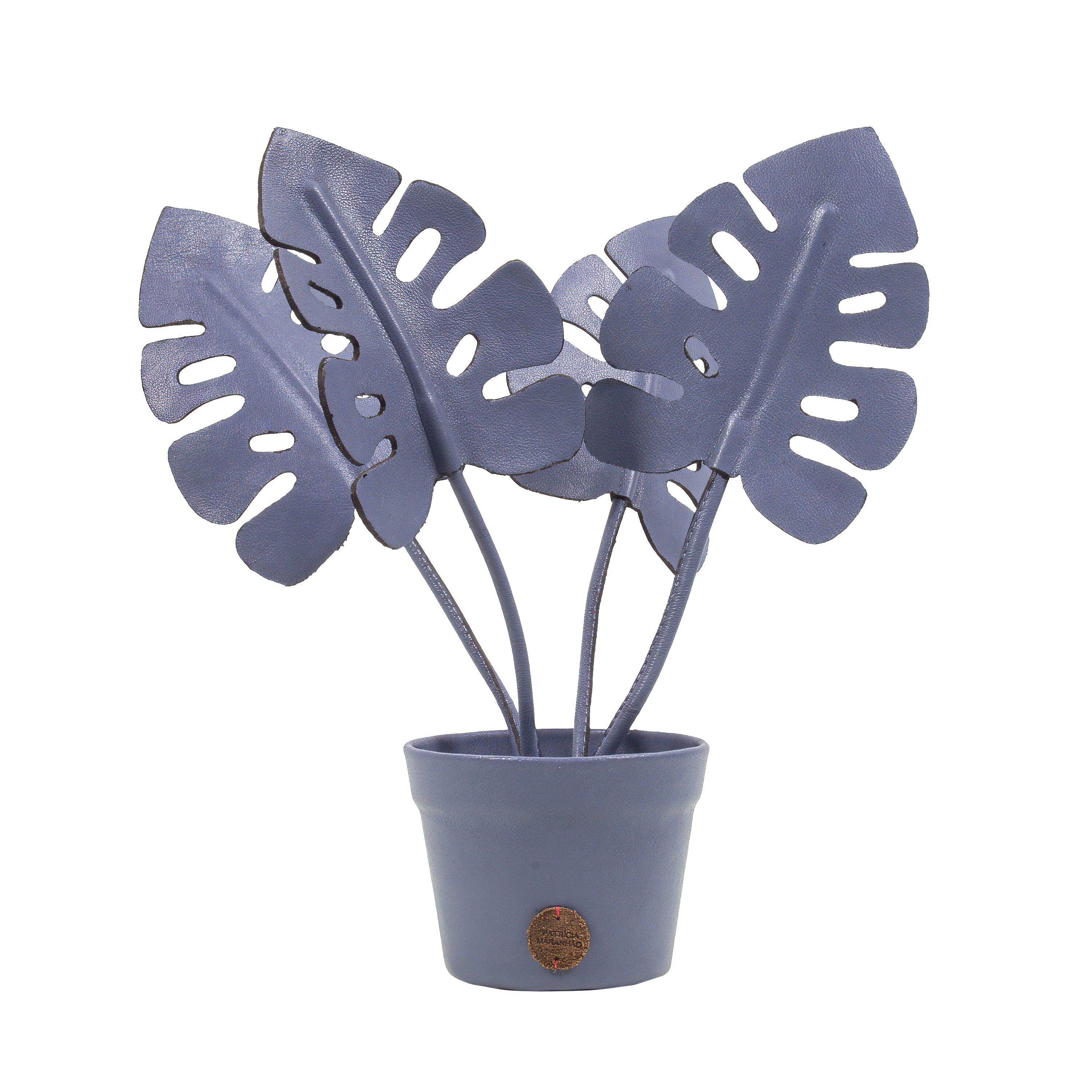 Indigo Monstera Deliciosa Plant Pot in Leather by Patrícia Maranhão