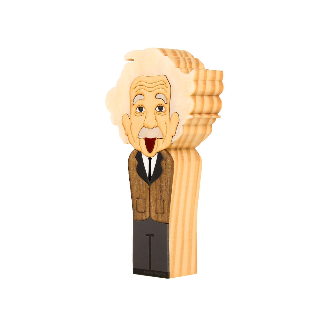 Kokeshi Wood Sculpture Albert Einstein