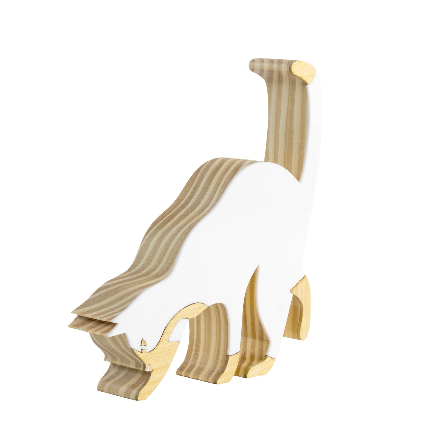 Escultura de Madeira Gato Curioso Mini Branco Patricia Maranhão