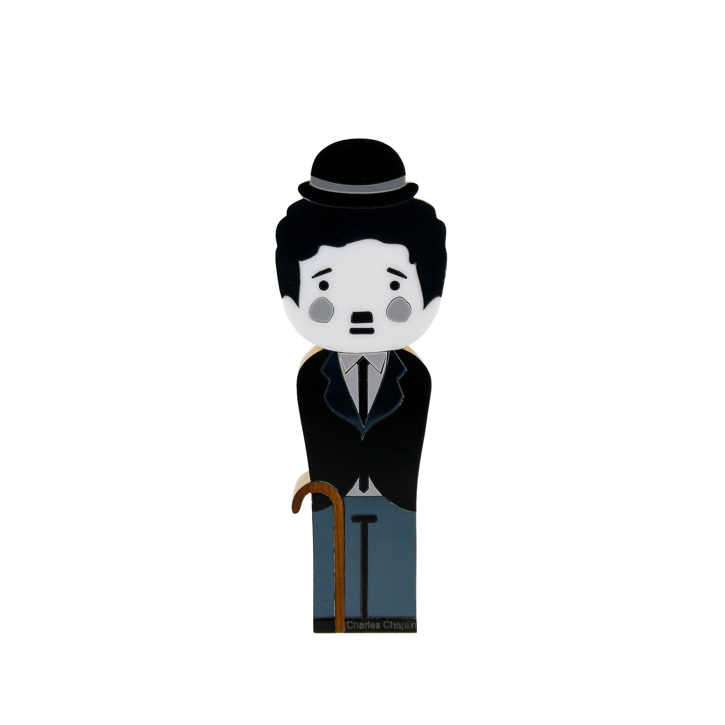 Kokeshi Wood Sculpture Charlie Chaplin