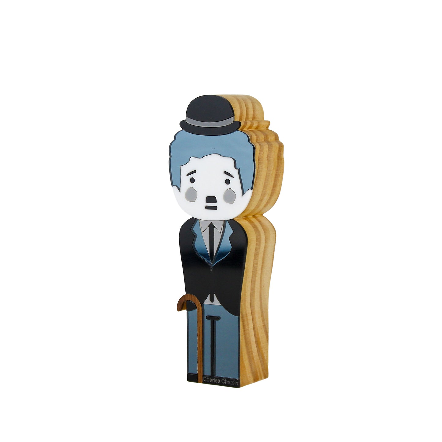 Kokeshi Wood Sculpture Charlie Chaplin