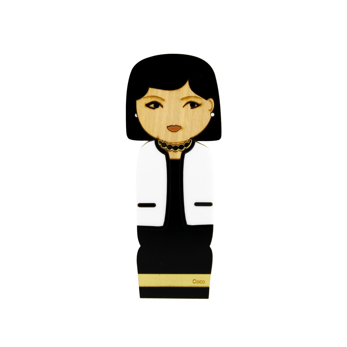 Kokeshi Wood Sculpture Gabrielle Coco Chanel