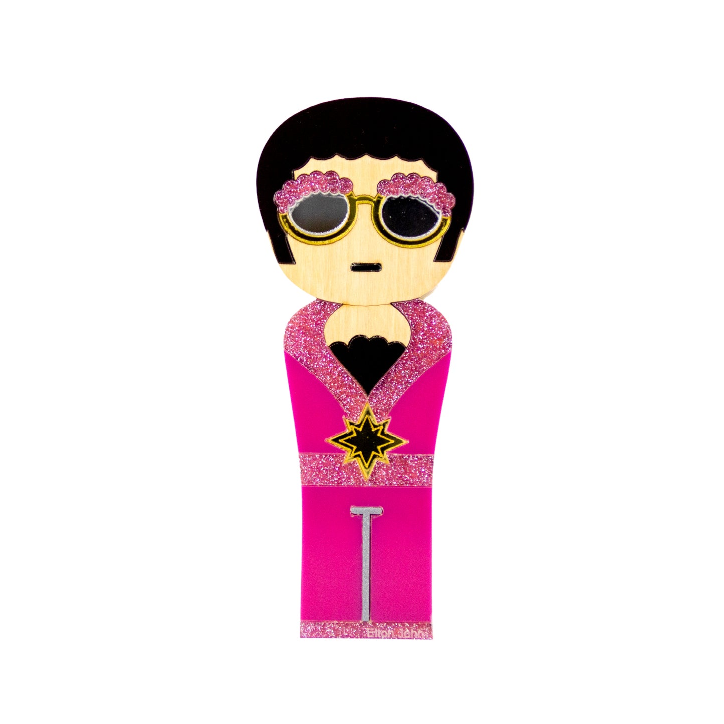 Kokeshi Wood Sculpture Elton John