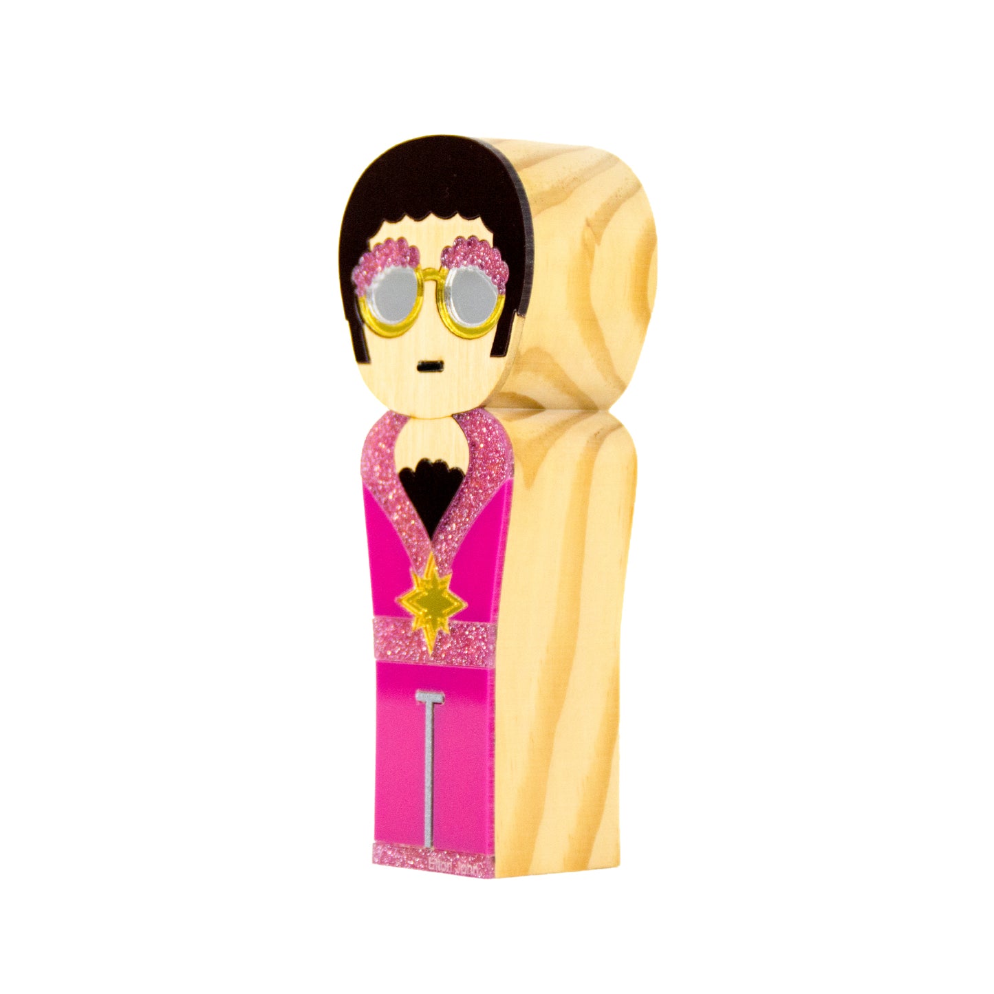 Kokeshi Wood Sculpture Elton John