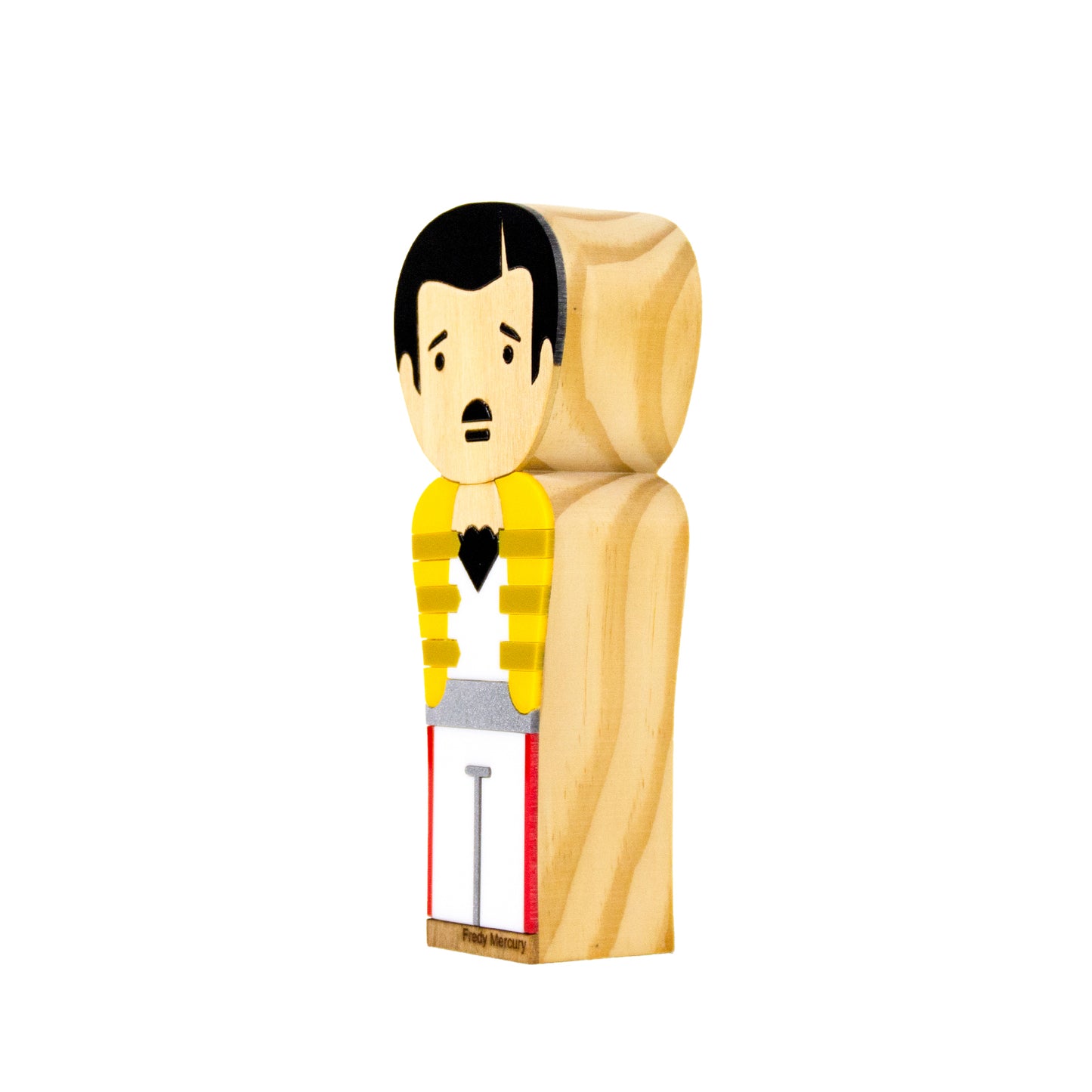 Kokeshi Wood Sculpture Freddie Mercury
