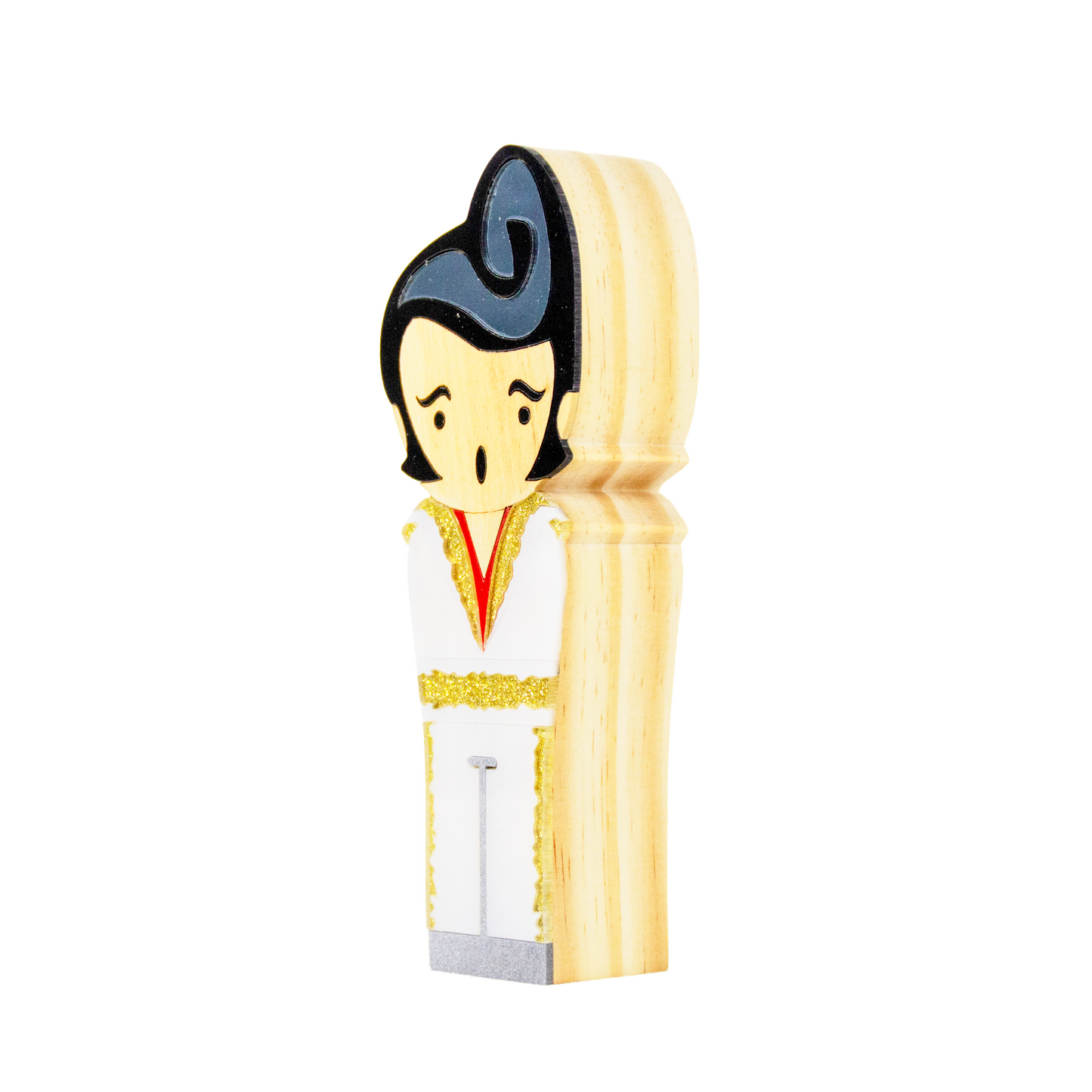 Kokeshi Wood Sculpture Elvis Presley