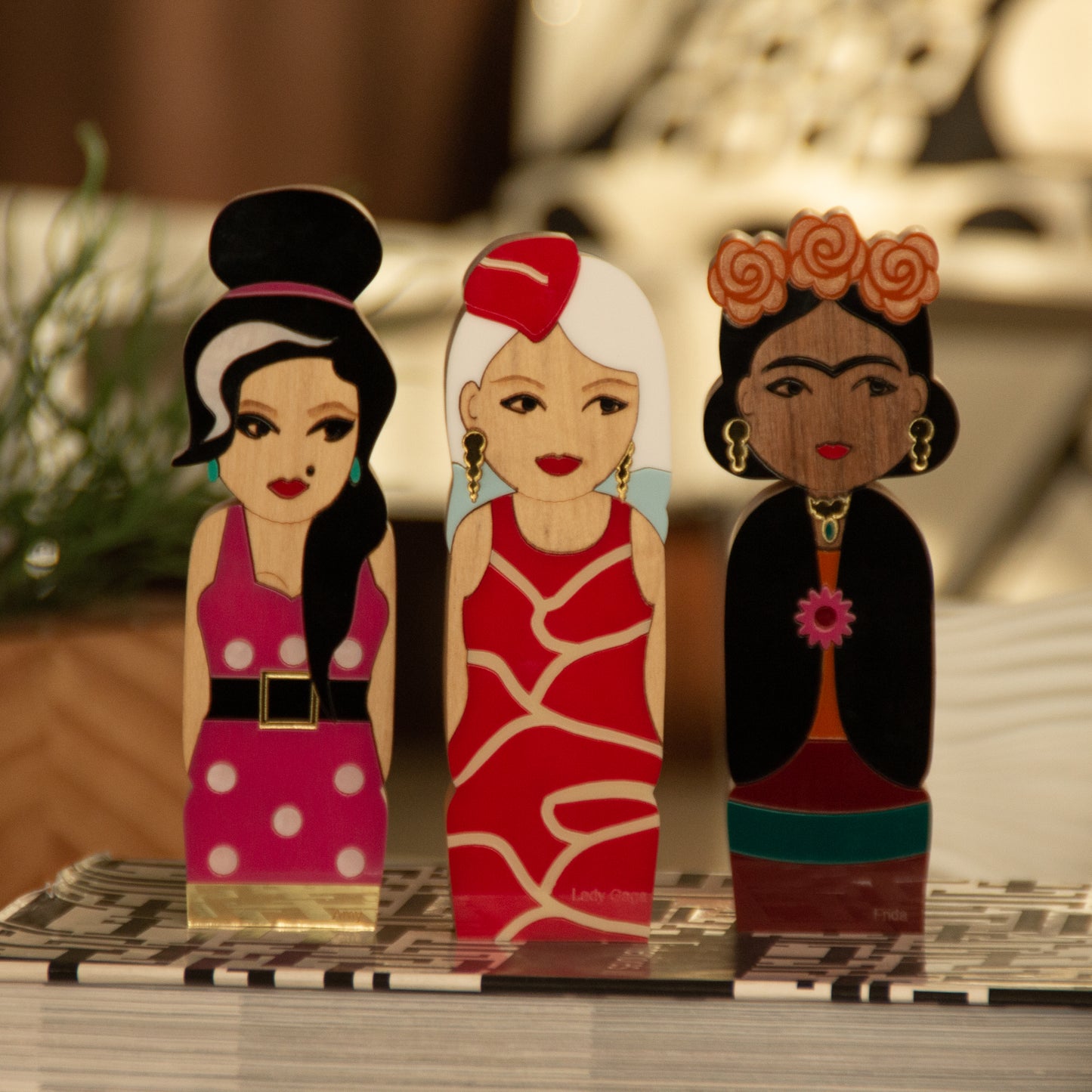 Kokeshi Wood Sculpture Lady Gaga