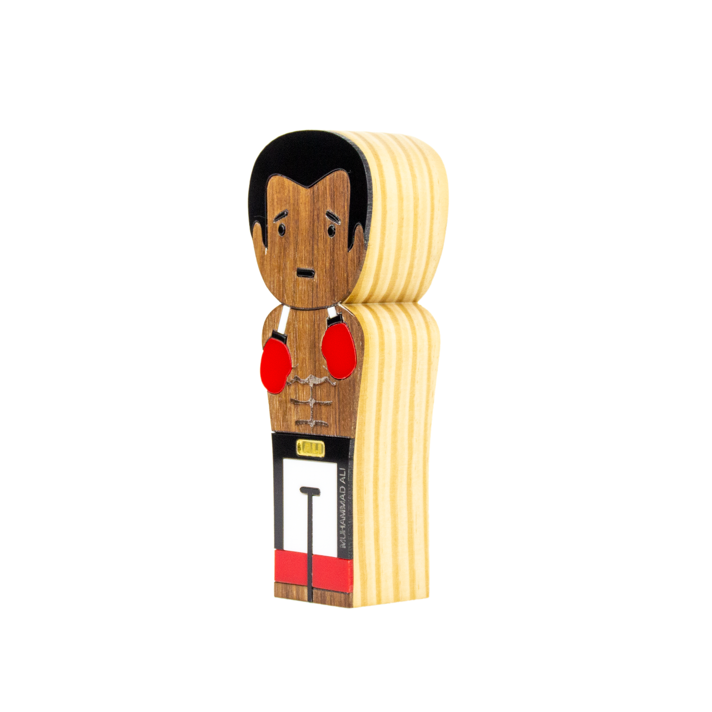 Kokeshi Wood Sculpture Muhammad Ali