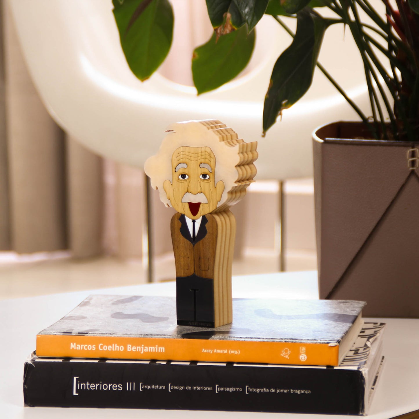 Kokeshi Wood Sculpture Albert Einstein