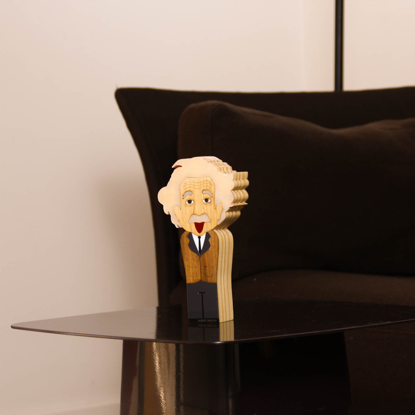 Kokeshi Wood Sculpture Albert Einstein