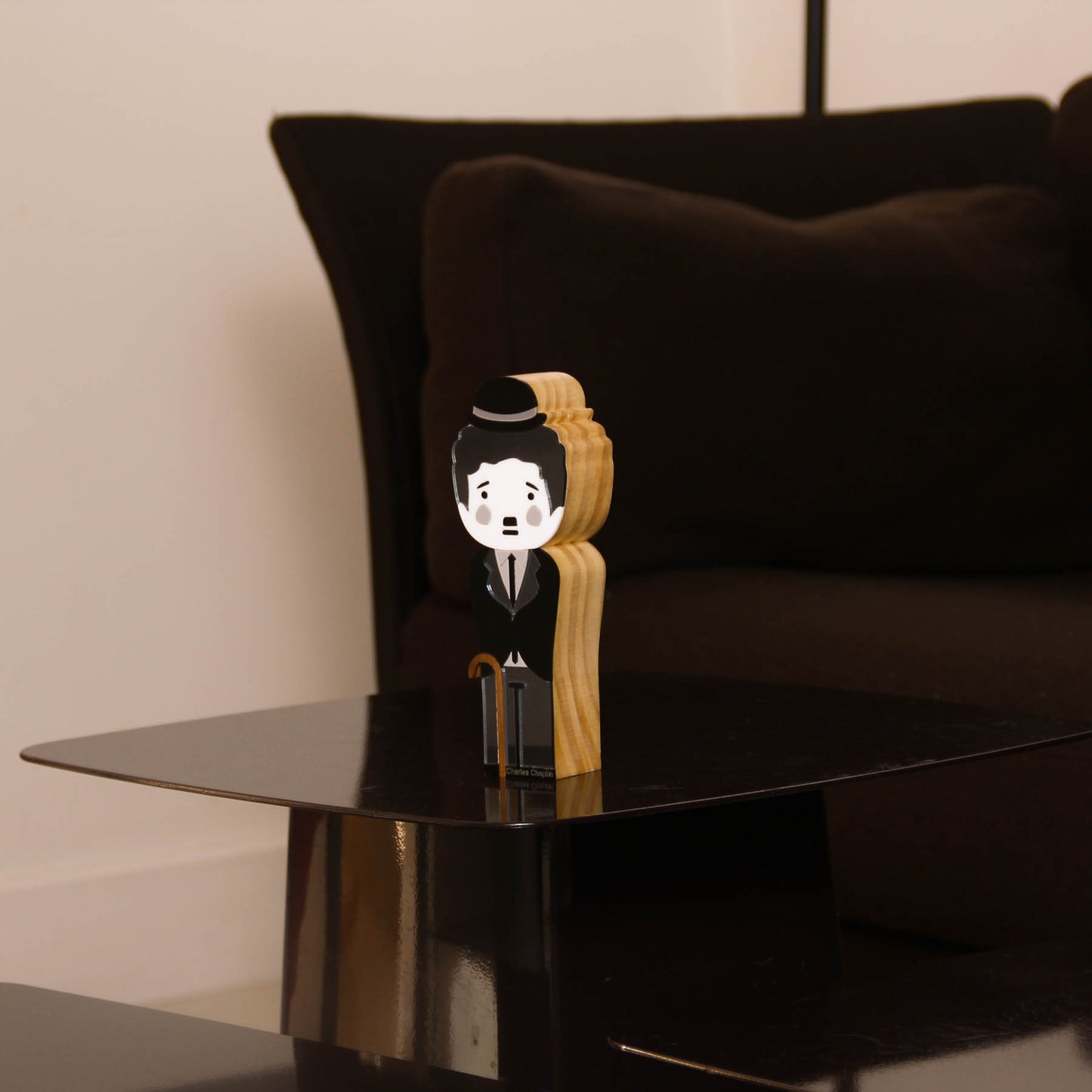 Kokeshi Wood Sculpture Charlie Chaplin
