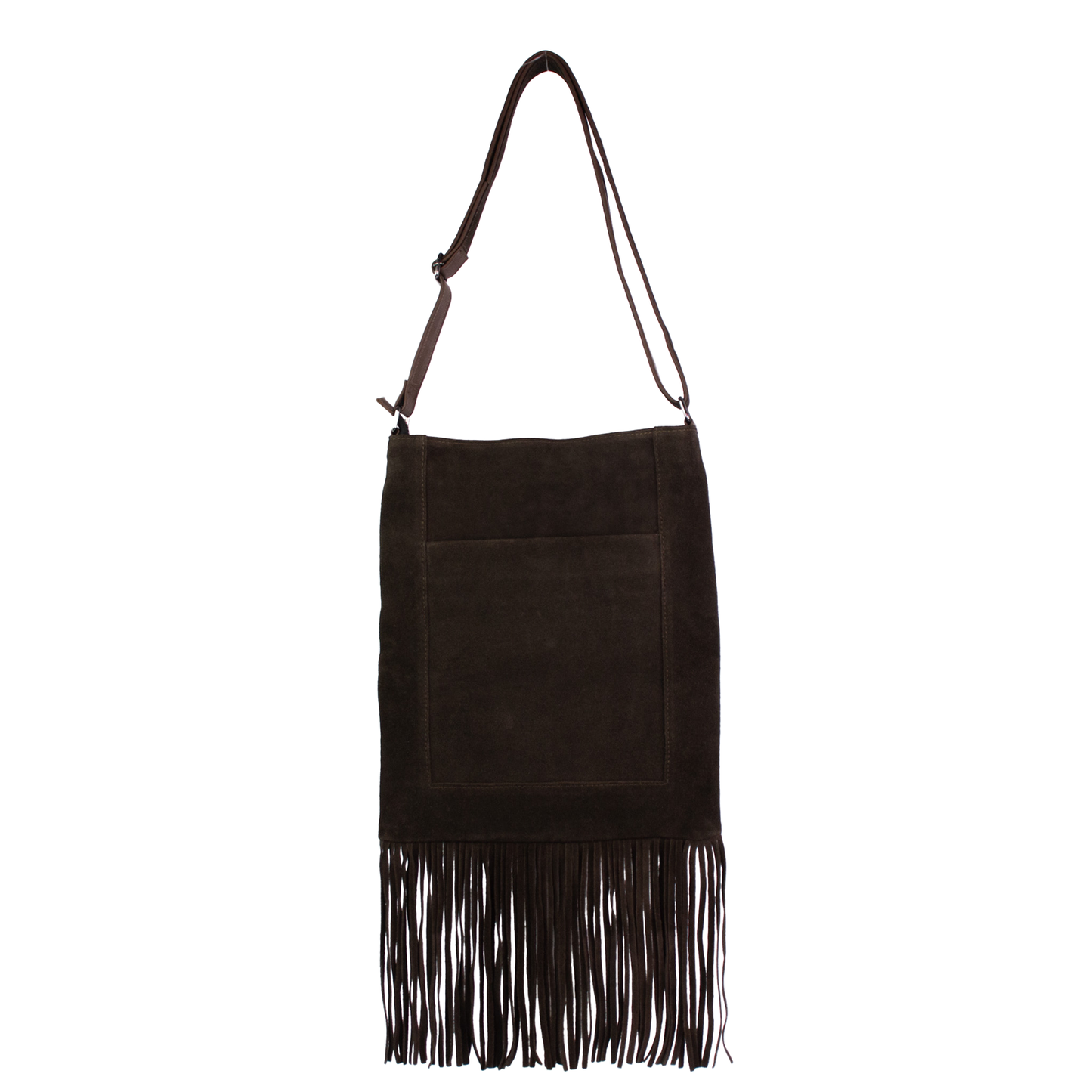 Bolsa Tiracolo Boho James Couro Legítimo Café Com Franjas Patrícia Maranhão