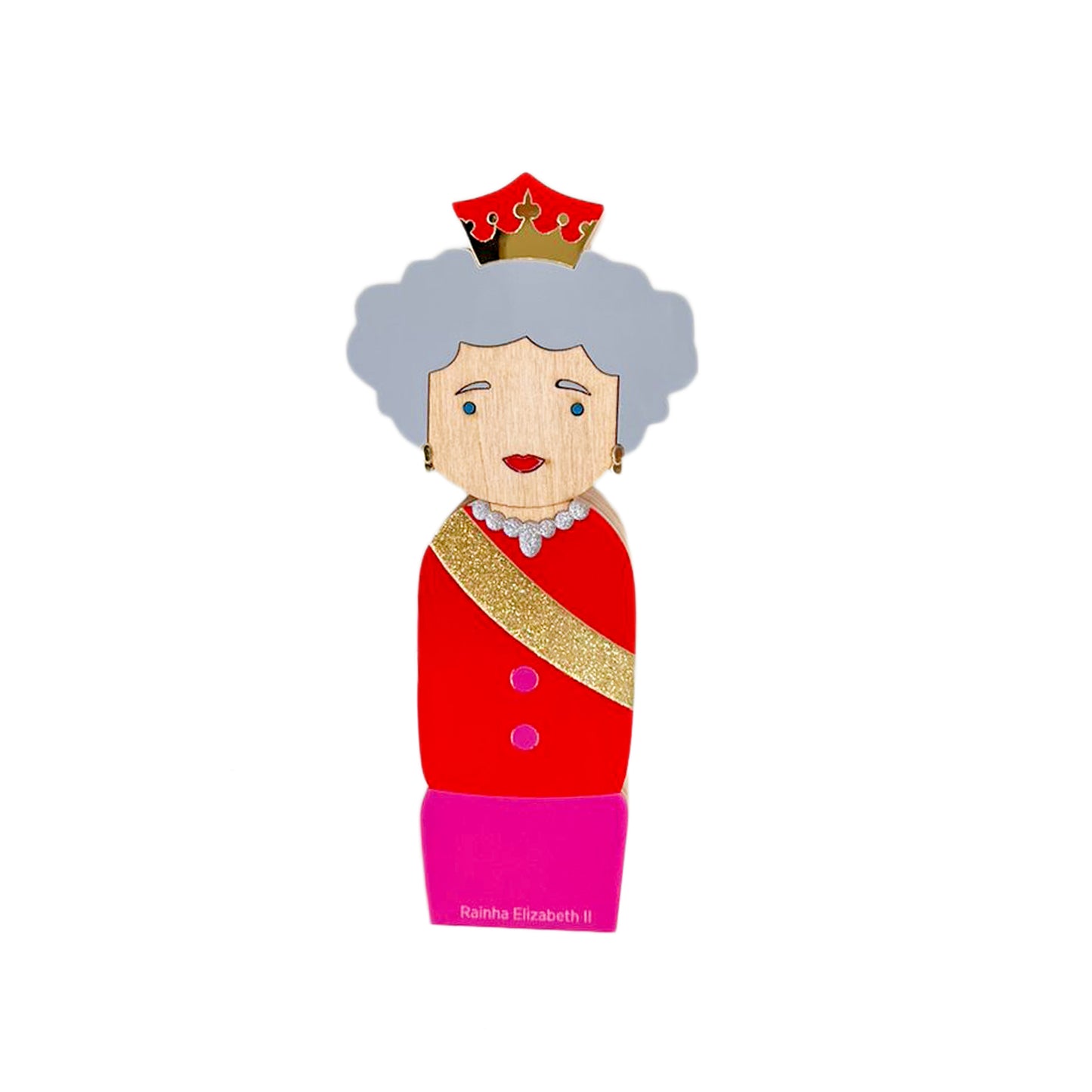 Kokeshi Wood Sculpture Queen Elizabeth II