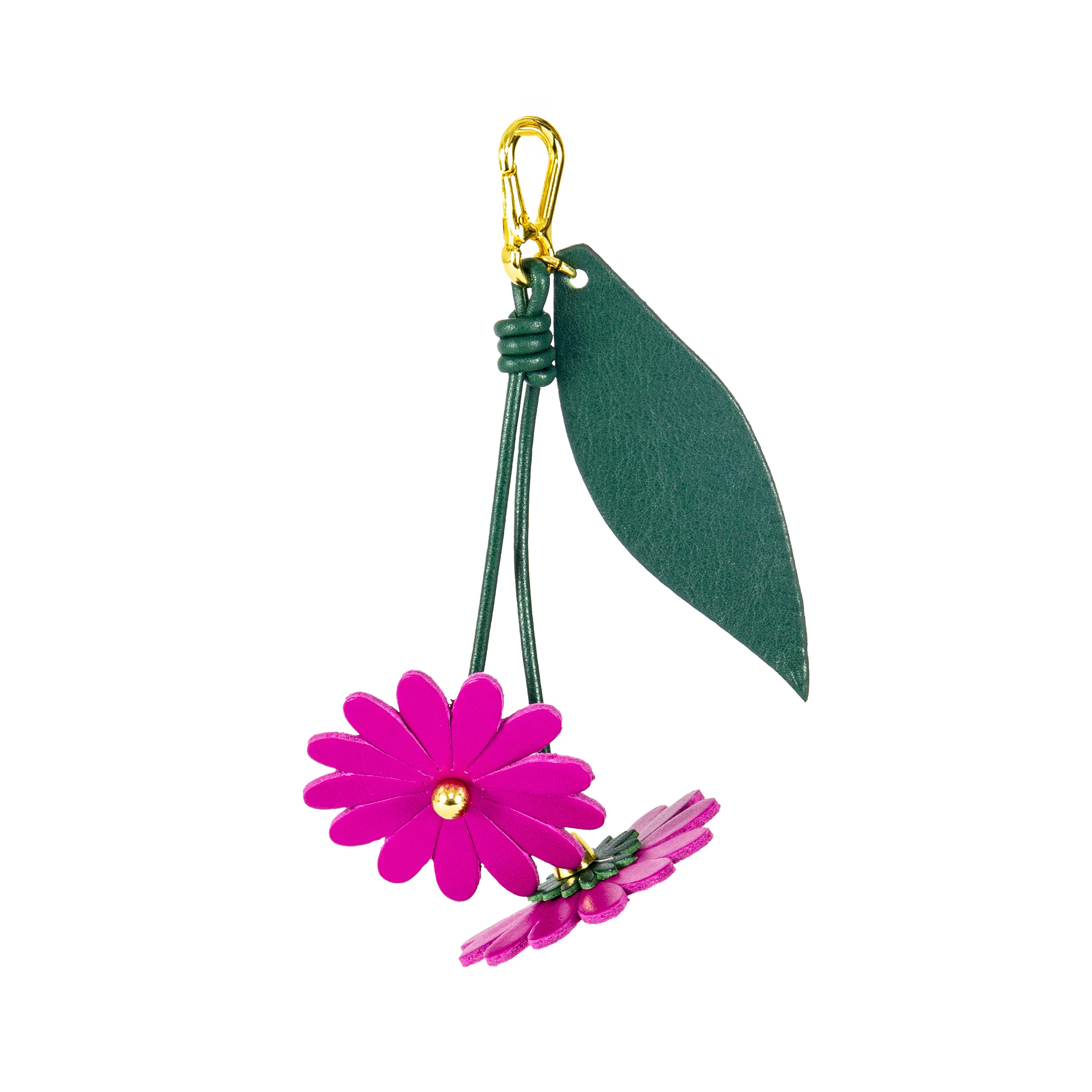 Chaveiro de Luxo em Couro Legítimo Margarida Pink Patricia Maranhão