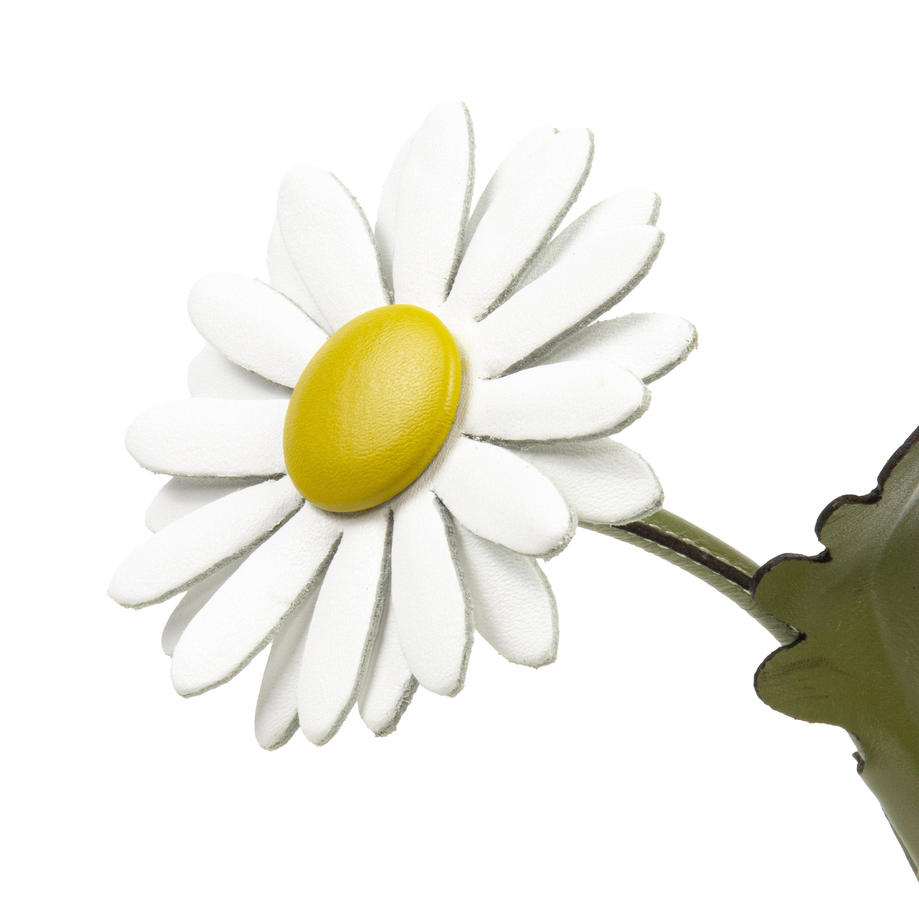 White Daisy Plant Pot in Leather by Patrícia Maranhão