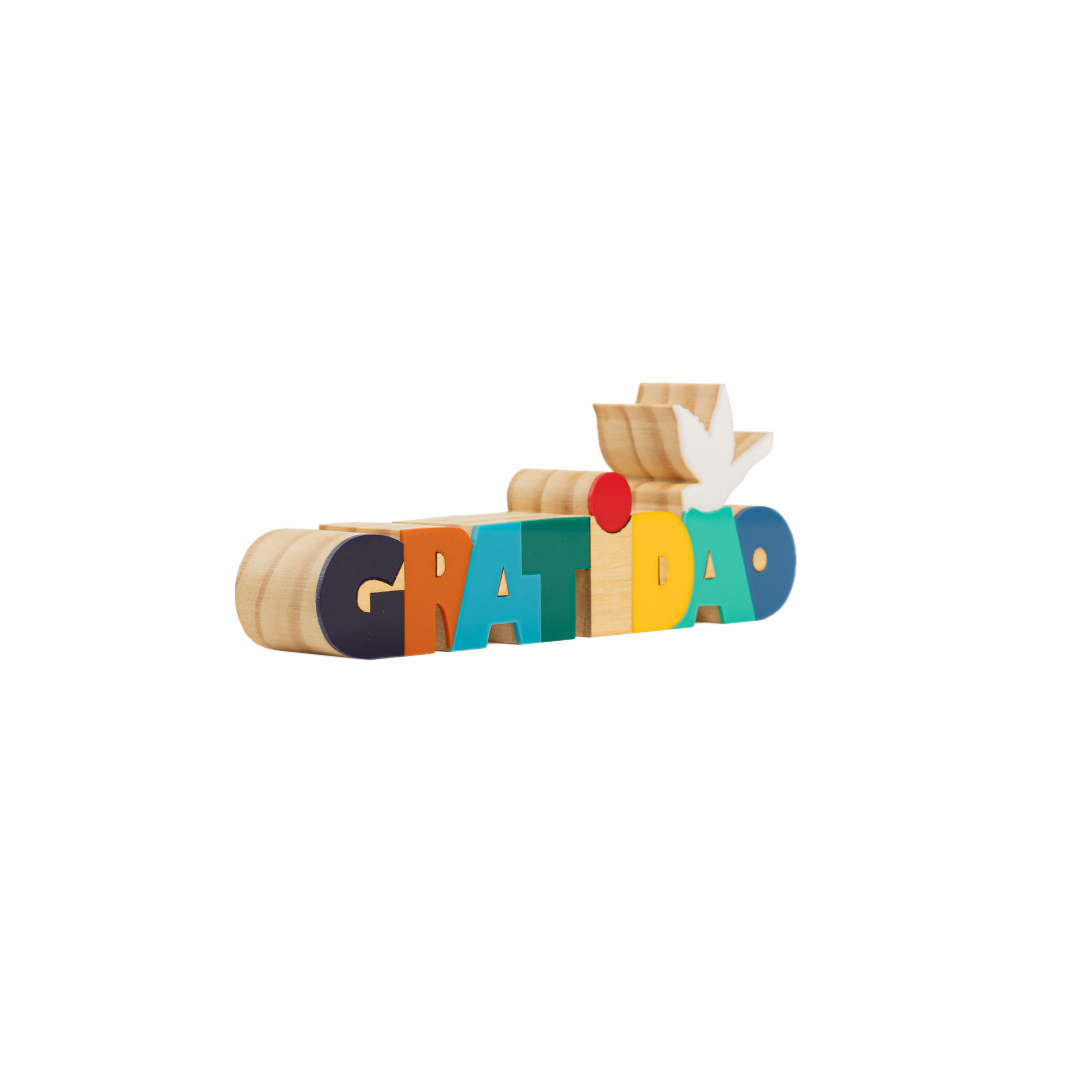 Wooden Sculpture Word Gratitude Mini Patricia Maranhão