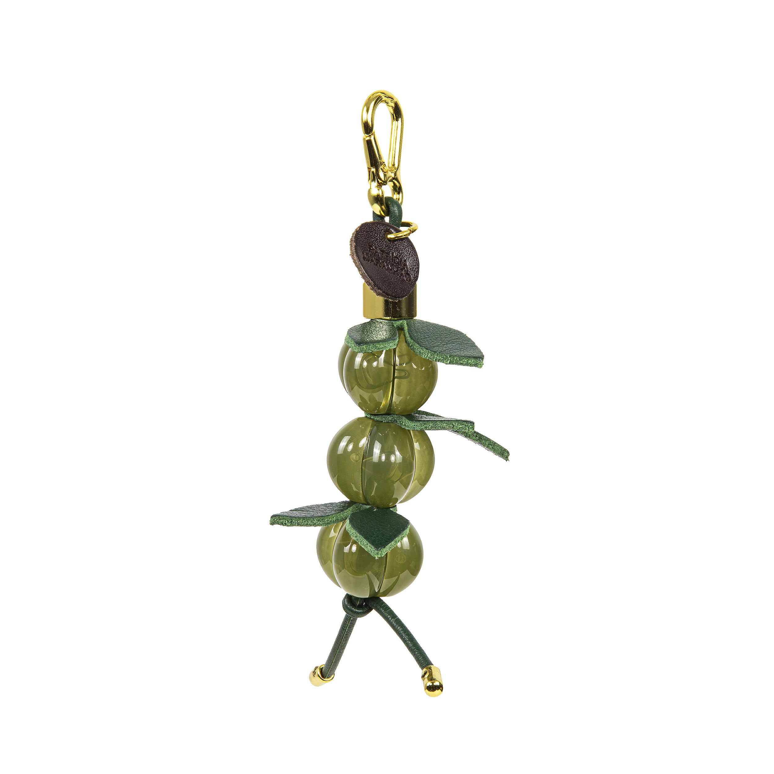 Chaveiro de Luxo em Couro Legítimo Pitangão Oliva Glass Patricia Maranhão