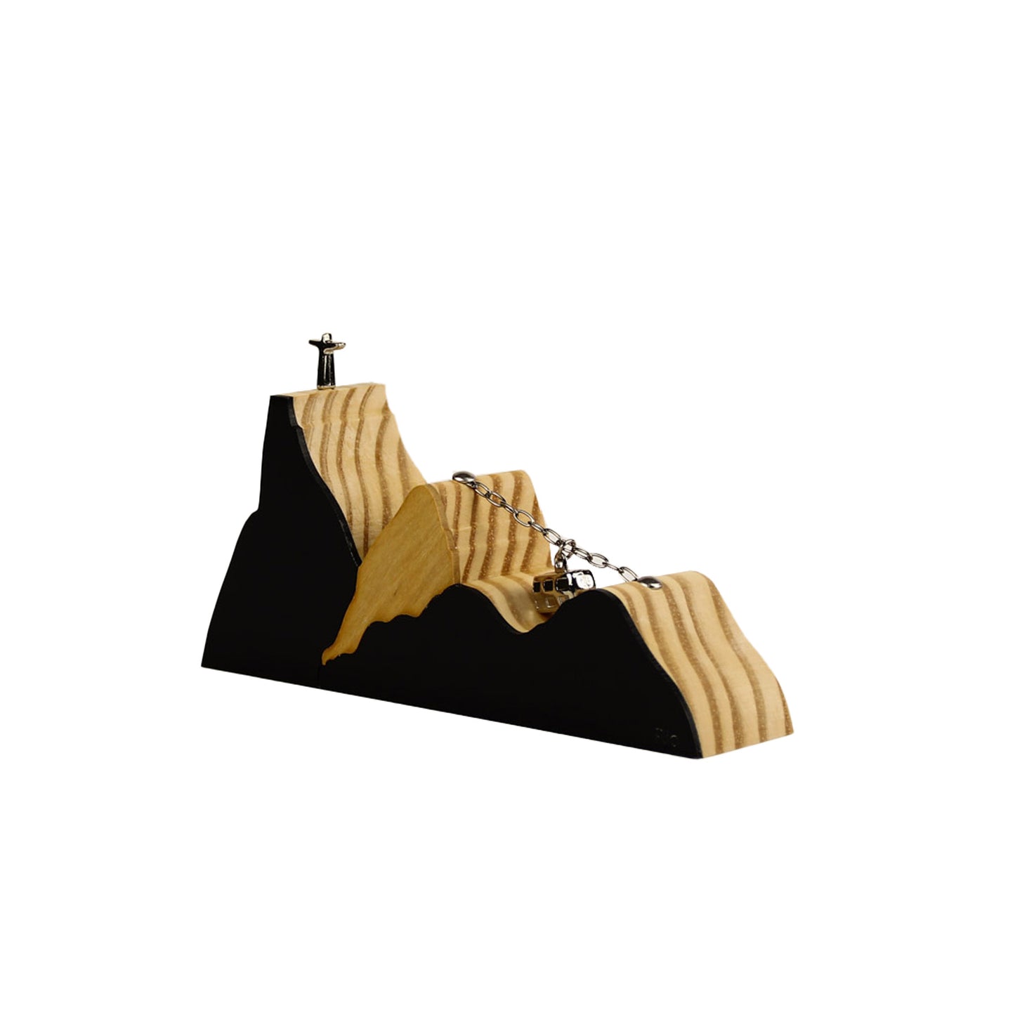 Wooden Sculpture River Landscape Lux Black Mini Patricia Maranhão