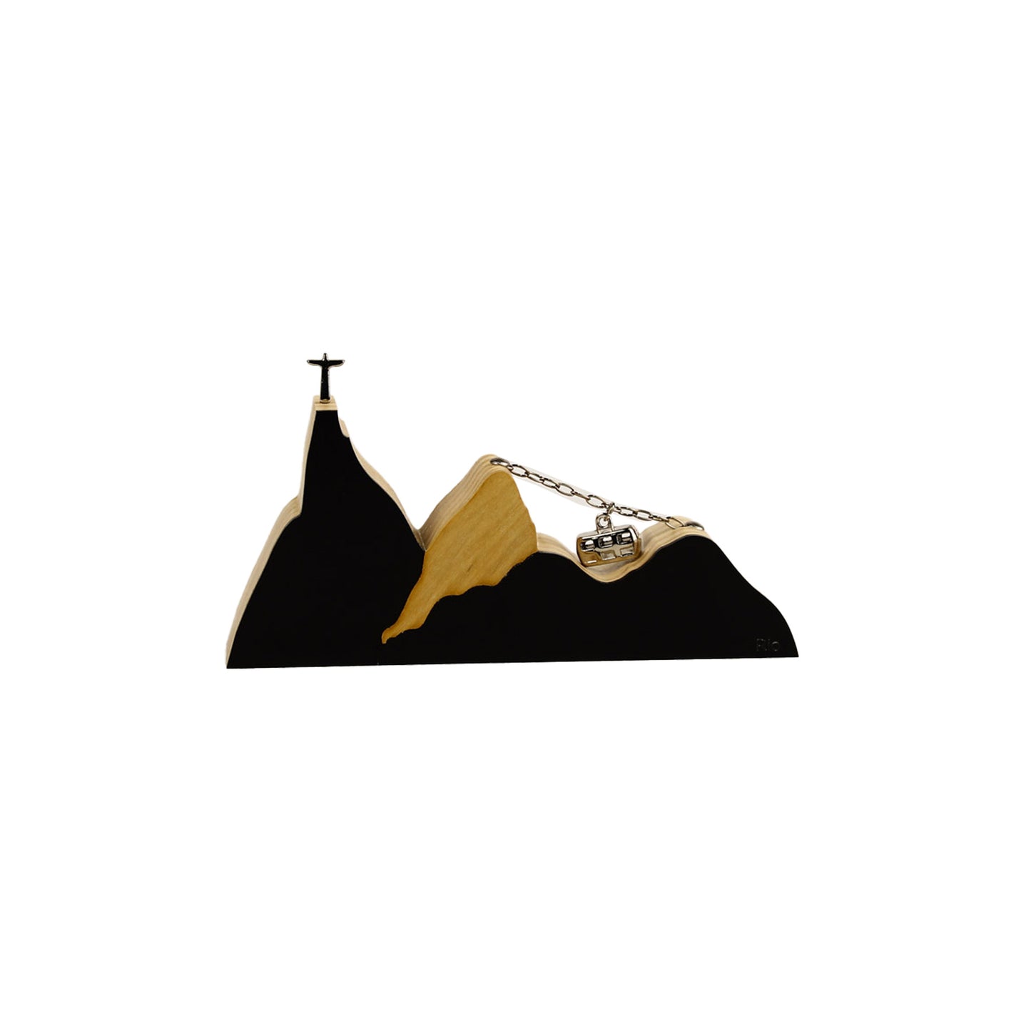 Wooden Sculpture River Landscape Lux Black Mini Patricia Maranhão