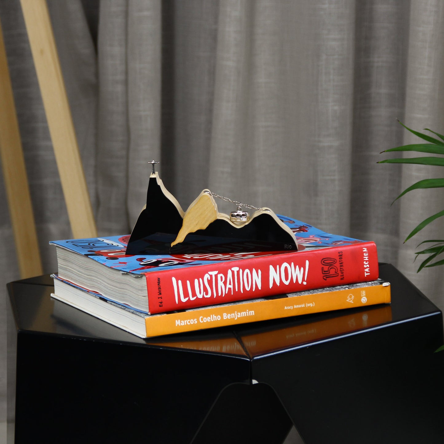 Wooden Sculpture River Landscape Lux Black Mini Patricia Maranhão