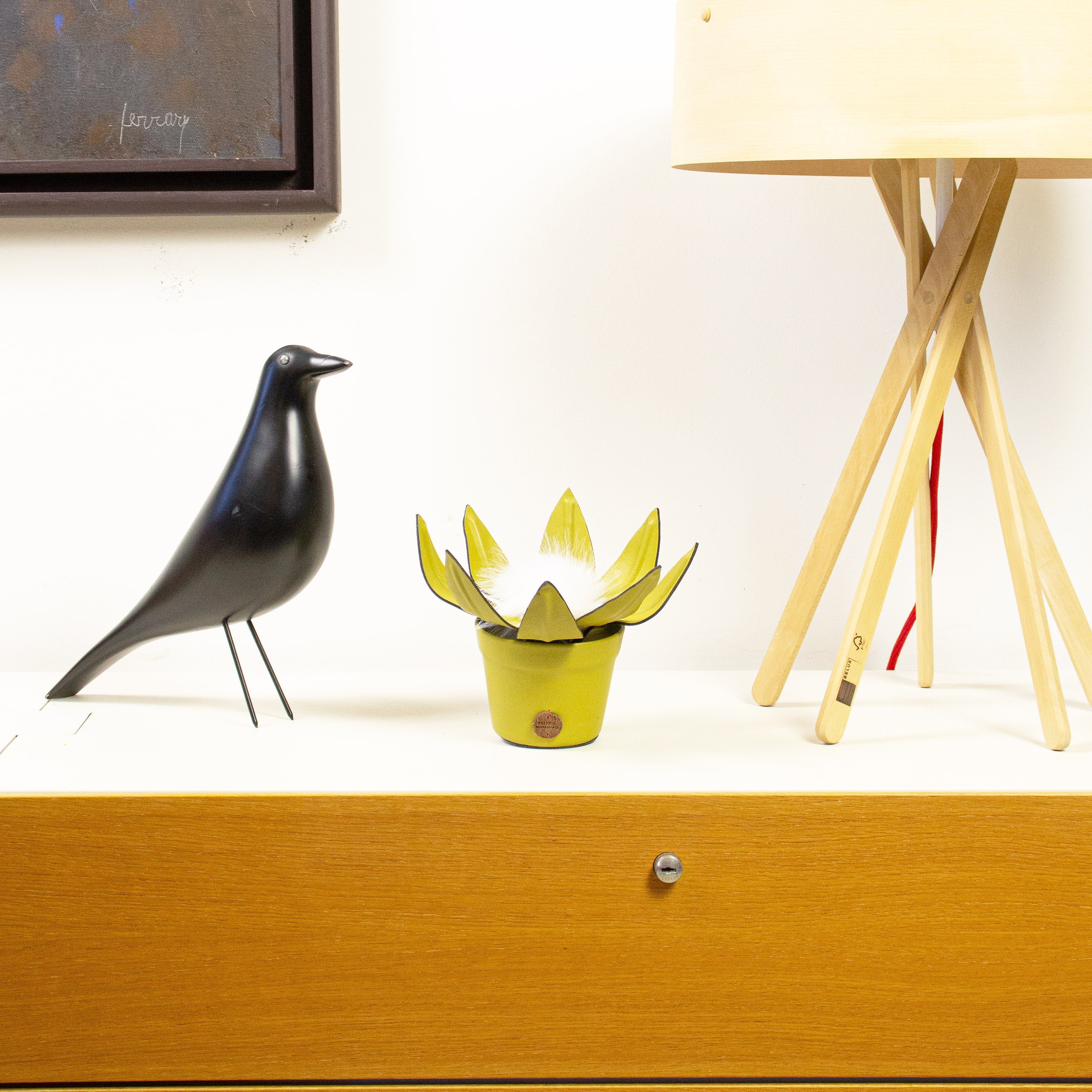 Protea Mustard Plant Pot in Leather by Patrícia Maranhão