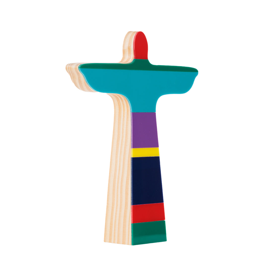 Escultura Madeira Cristo Lista Multicolor Patricia Maranhão