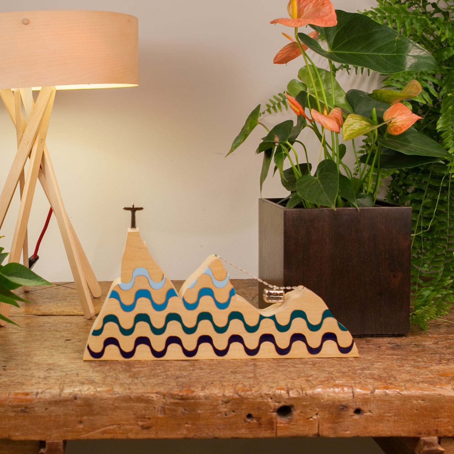 Wooden Sculpture River Landscape Copacabana Blue G Patricia Maranhão