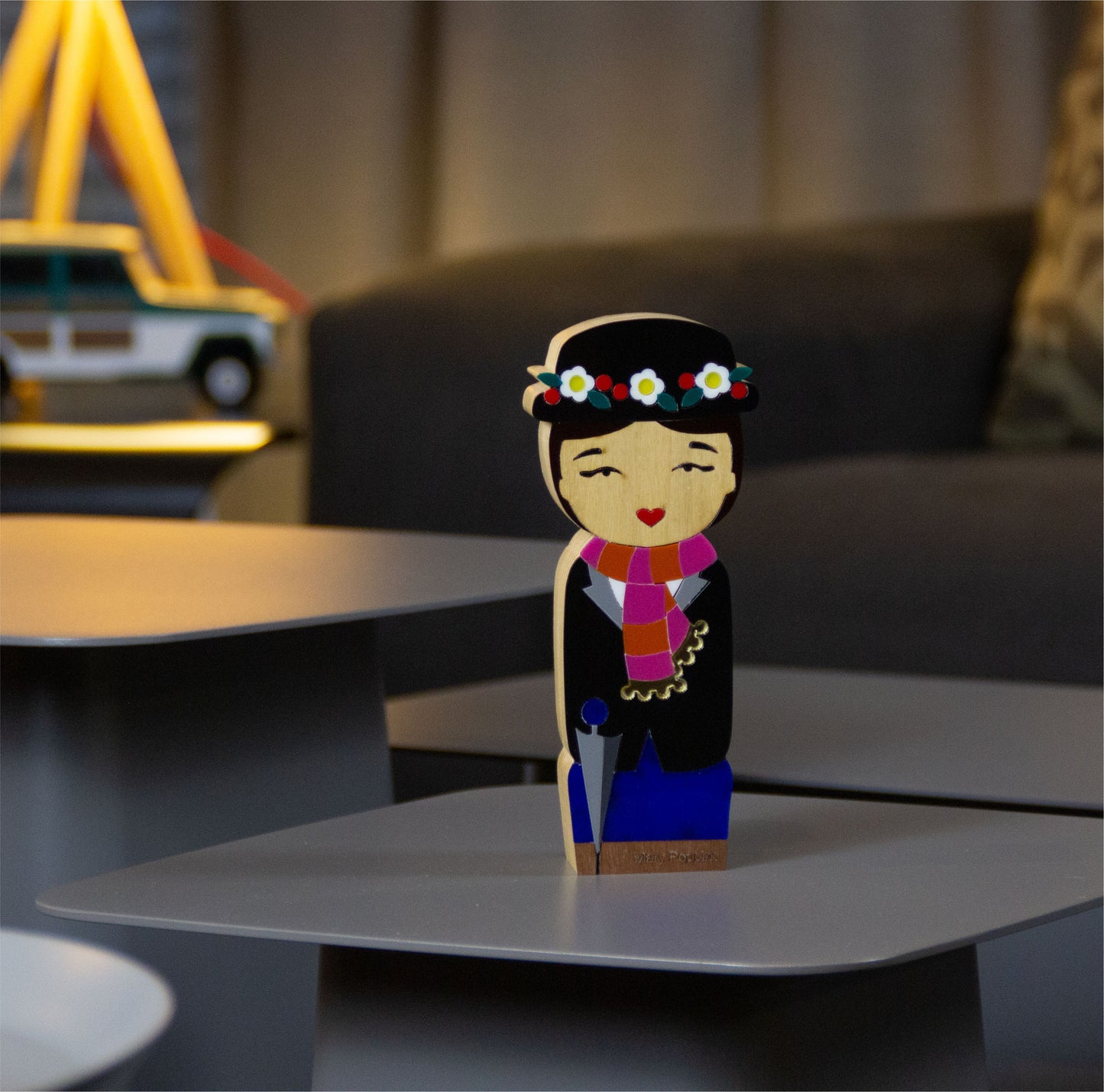 Kokeshi Wood Sculpture Mary Poppins