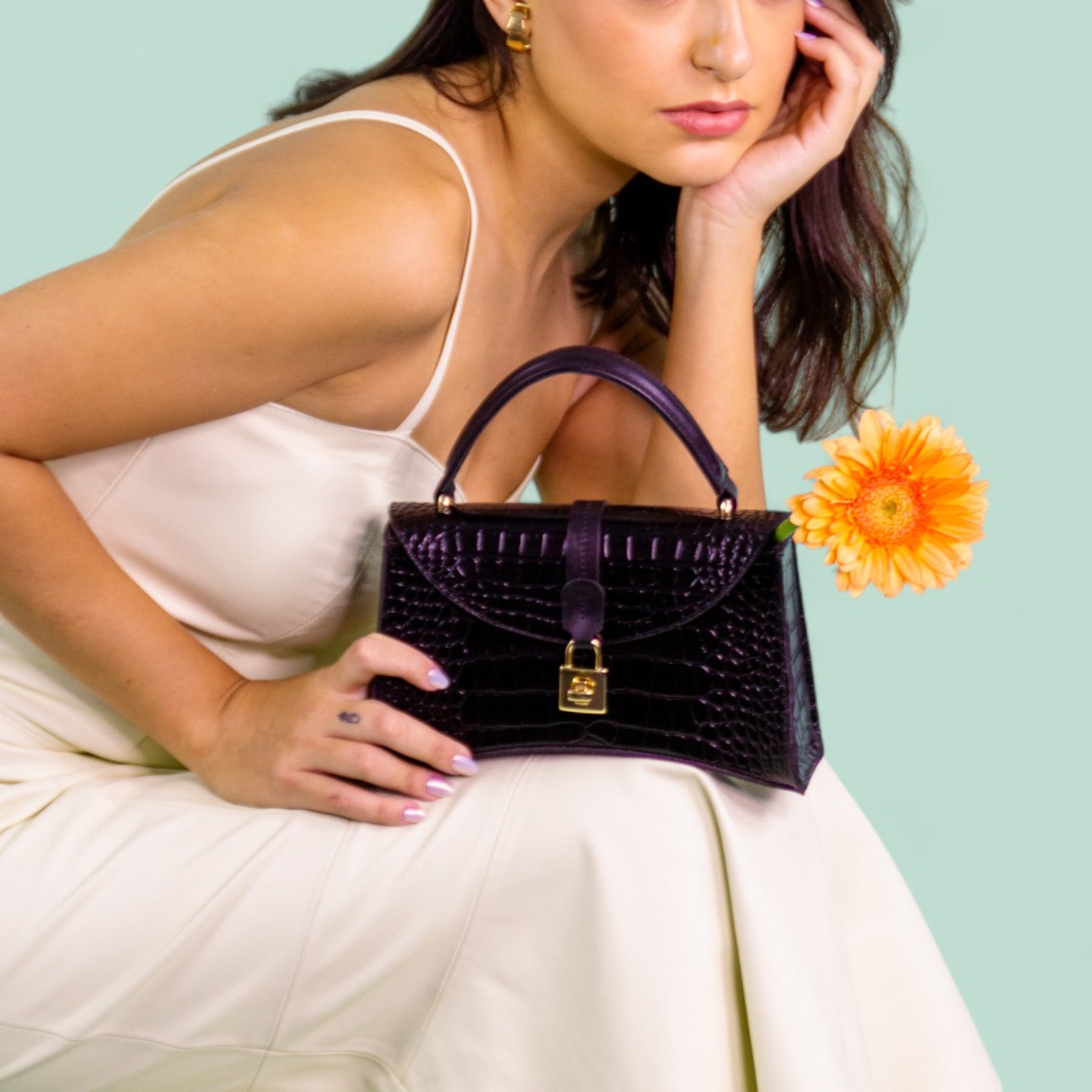 Fancy Mini Crossbody Bag in Genuine Crocodile Leather by Patrícia Maranhão
