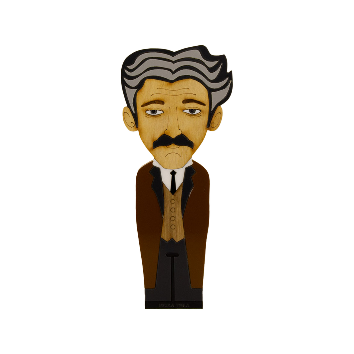 Kokeshi Wood Sculpture Nikola Tesla