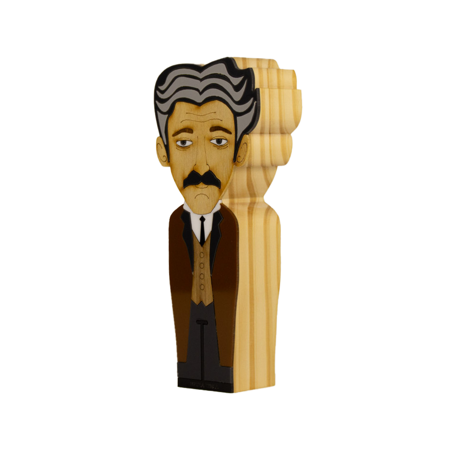 Kokeshi Wood Sculpture Nikola Tesla