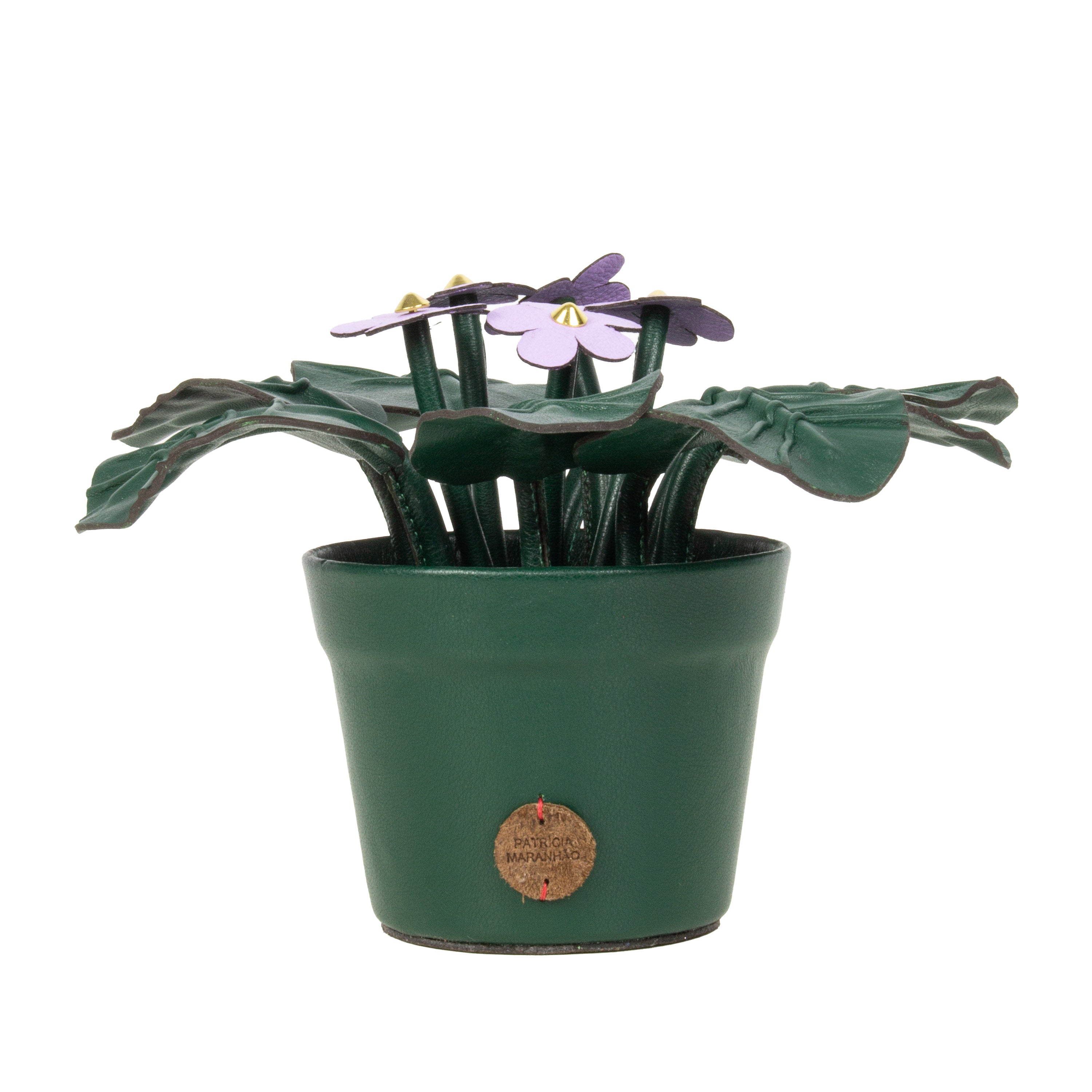 Lilac Violet Plant Pot in Leather by Patrícia Maranhão
