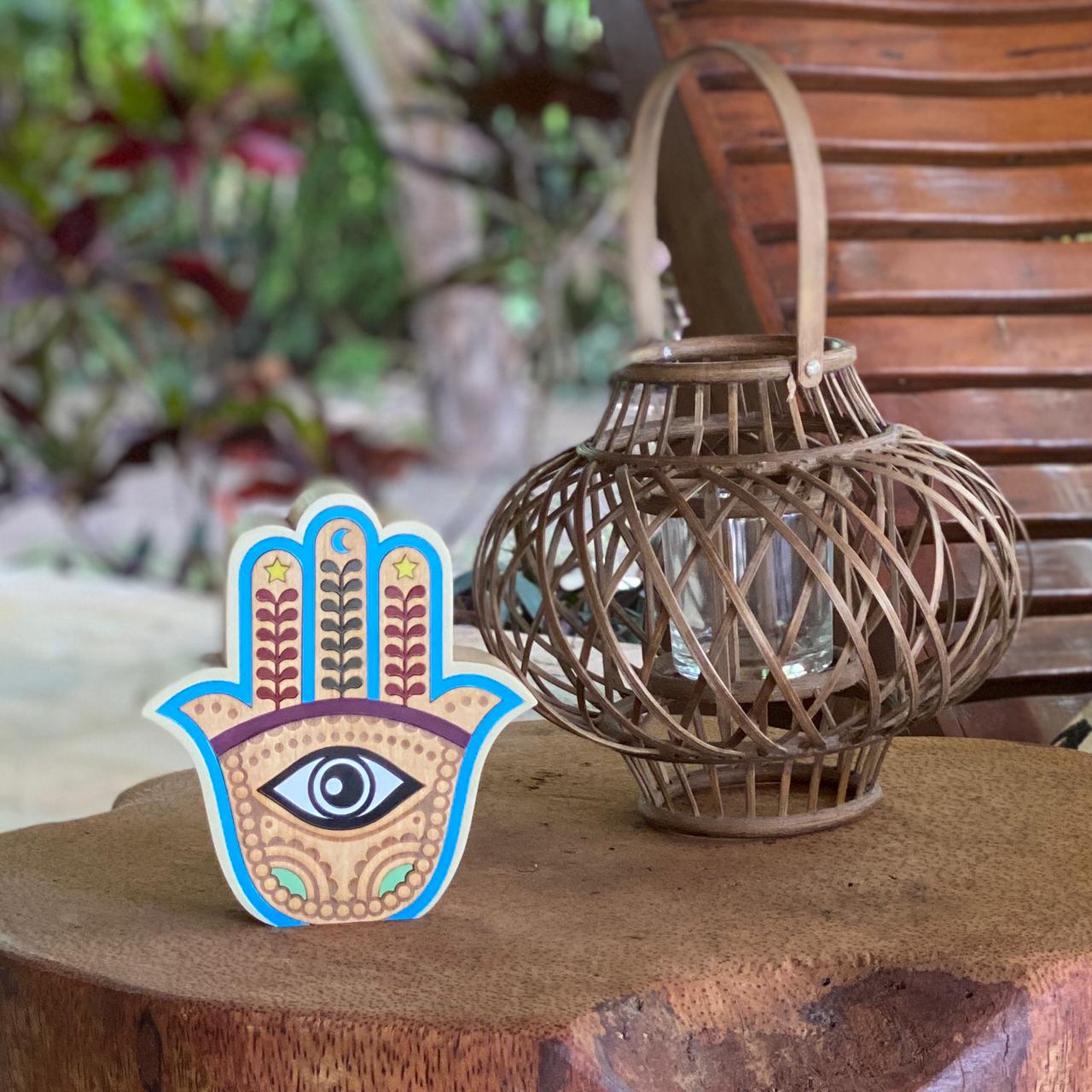 Wooden Sculpture Hand of Fatima Hamsá Patricia Maranhão