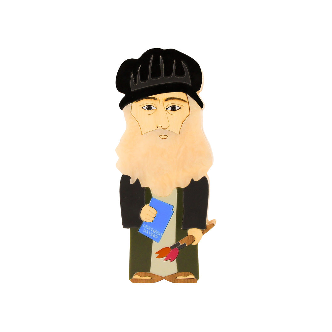 Kokeshi Leonardo Da Vinci Wooden Sculpture