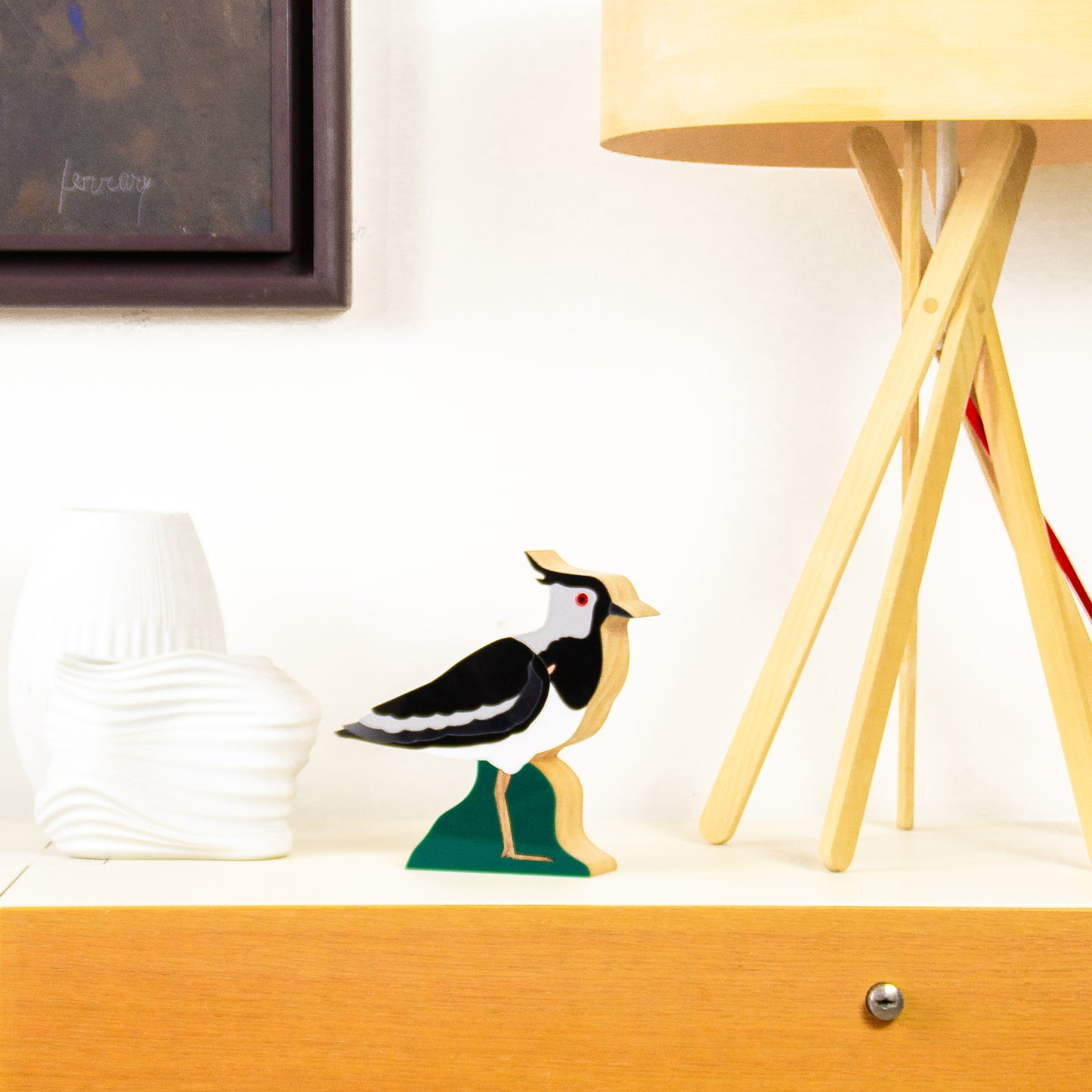 Wood Sculpture Southern Lapwing Bird Patricia Maranhão