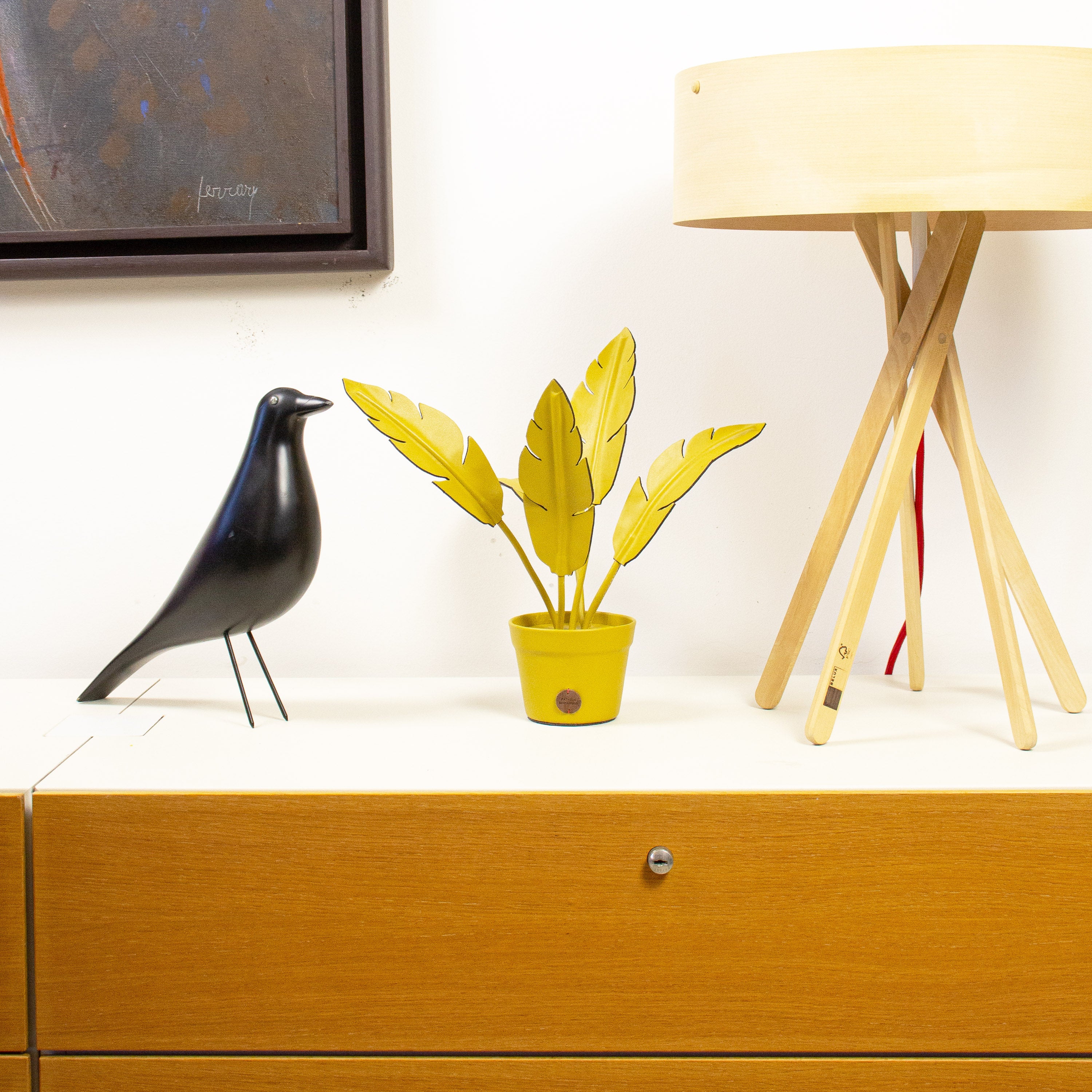 Mustard Banana Plant Pot in Leather by Patrícia Maranhão