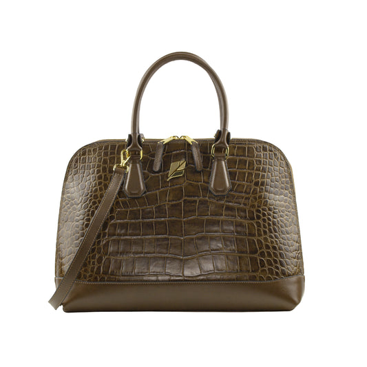 Bolsa Bowling Serena Croco G Caramelo Patrícia Maranhão