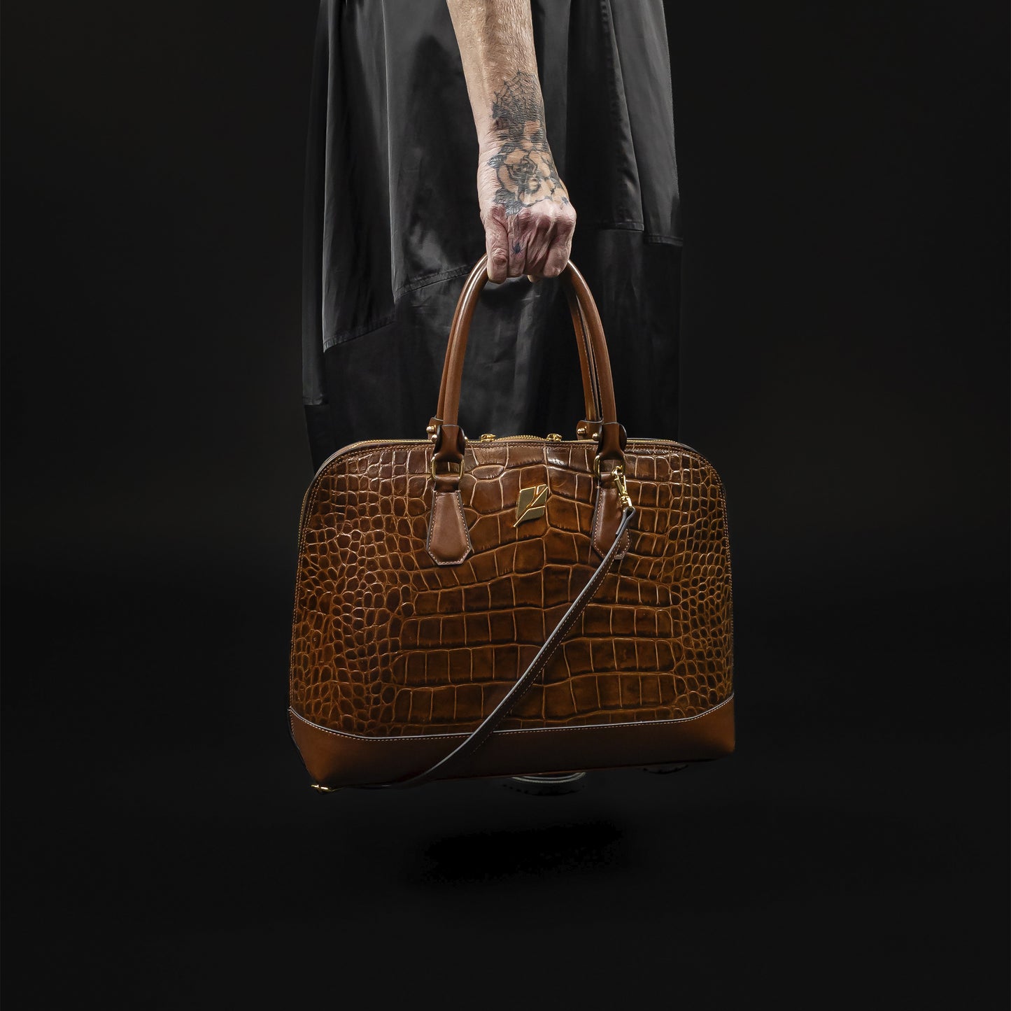 Bolsa Bowling Serena Croco G Caramelo Patrícia Maranhão