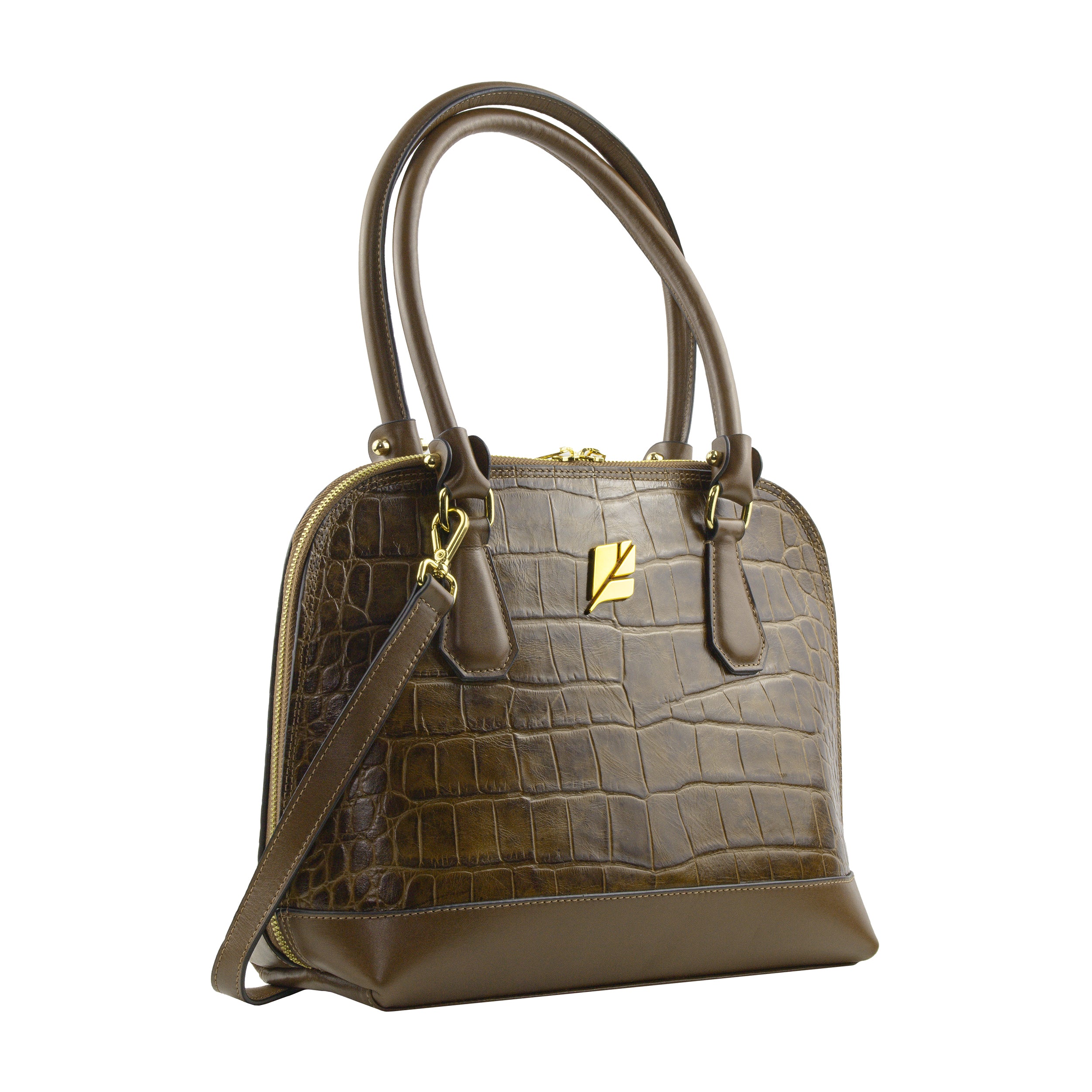 Serena Croco M Caramel Bowling Bag by Patrícia Maranhão