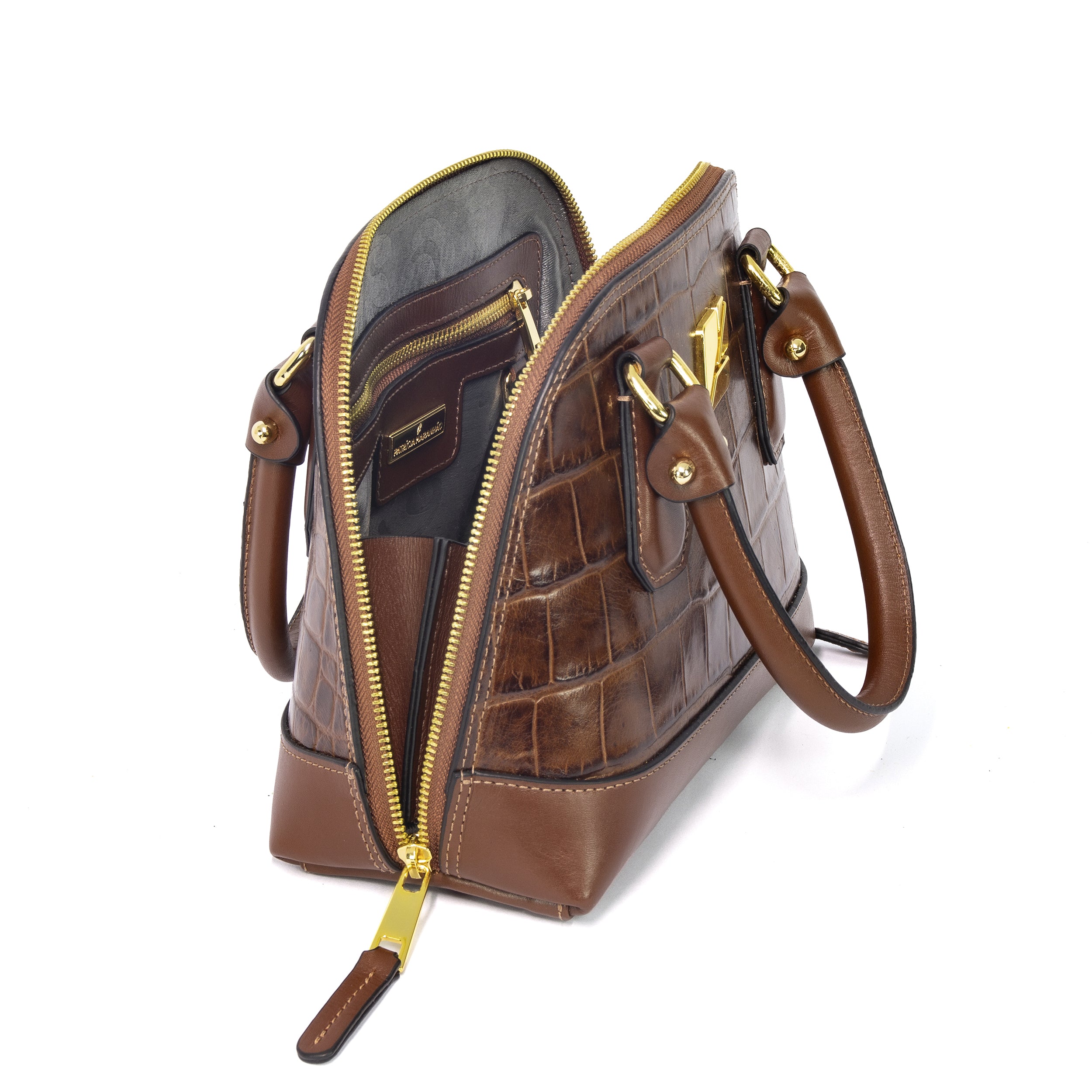 Serena Croco P Caramel Bowling Bag by Patrícia Maranhão