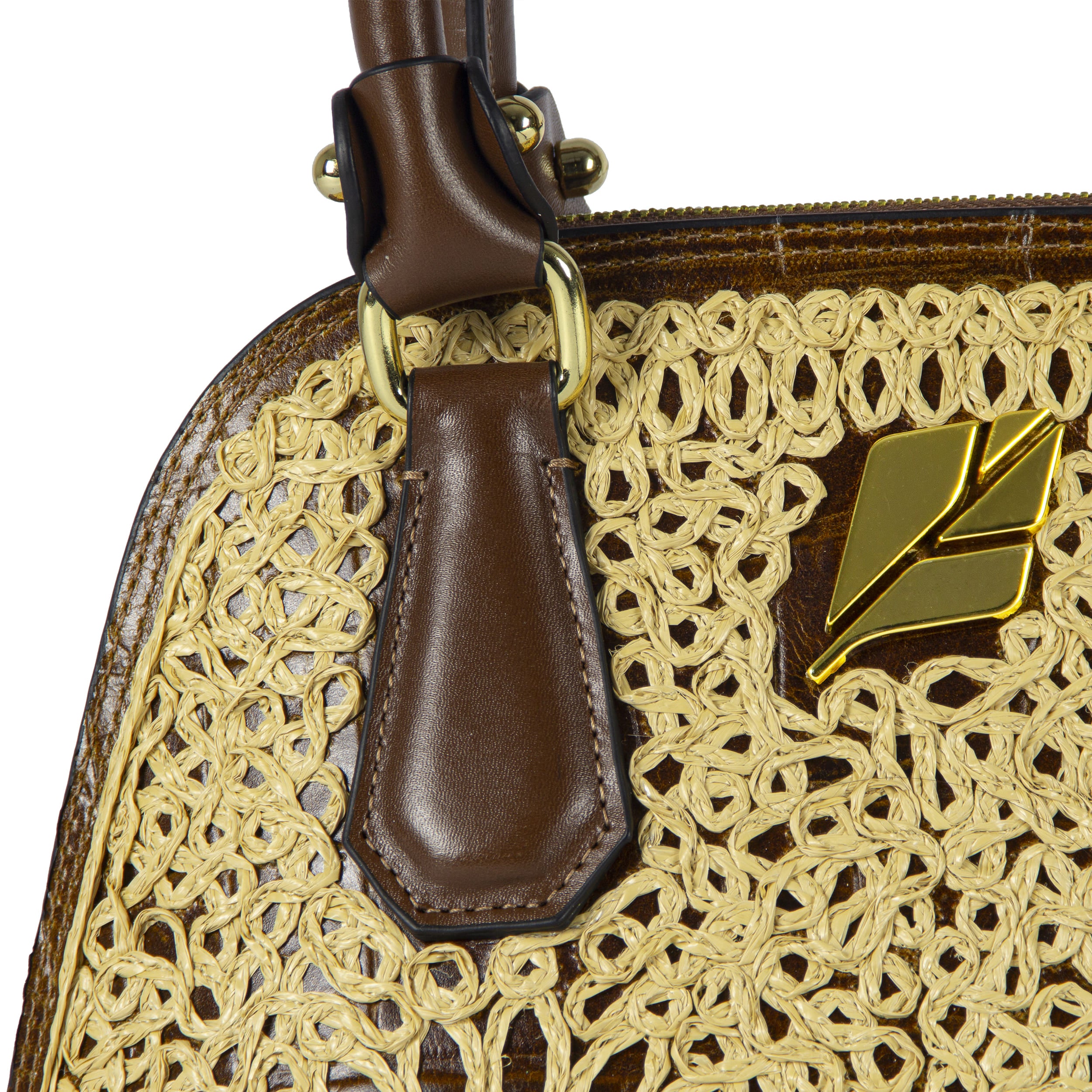 Serena Rami Caramel Bowling Bag, Size P, Patricia Maranhão
