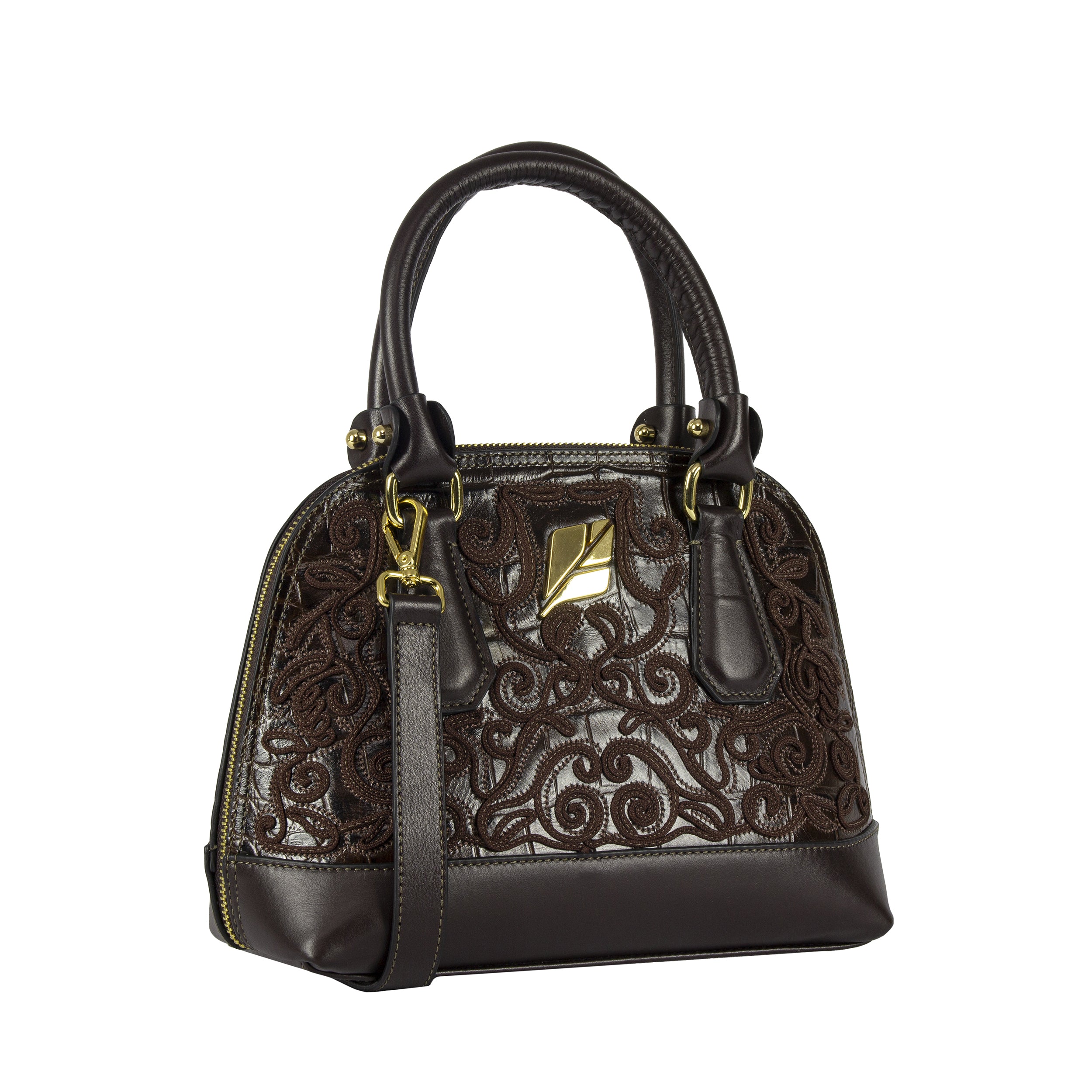 Serena Baroque Bowling Bag, Pine Nut Size, Patricia Maranhão